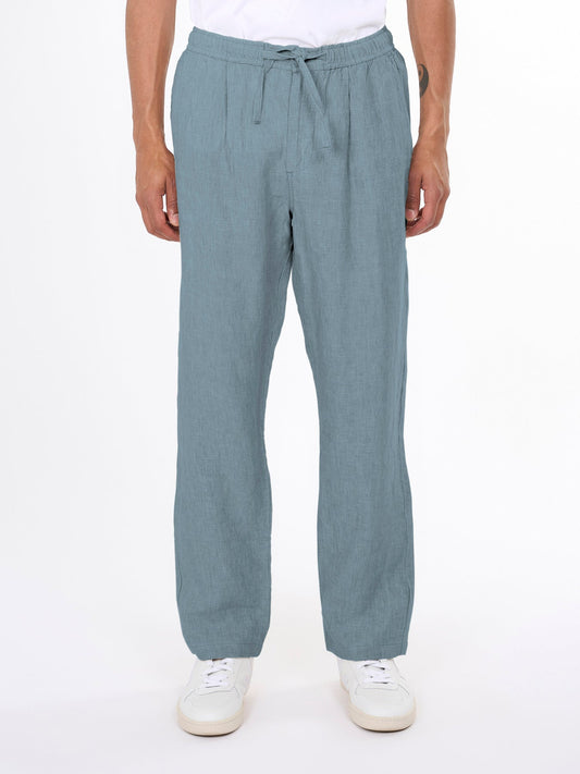 Pantalon en lin bio | Bleu "loose linen pant asley blue"