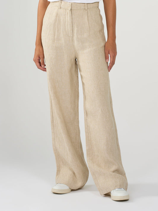 Pantalon ample en lin bio | Beige "loose linen pants light feather gray"