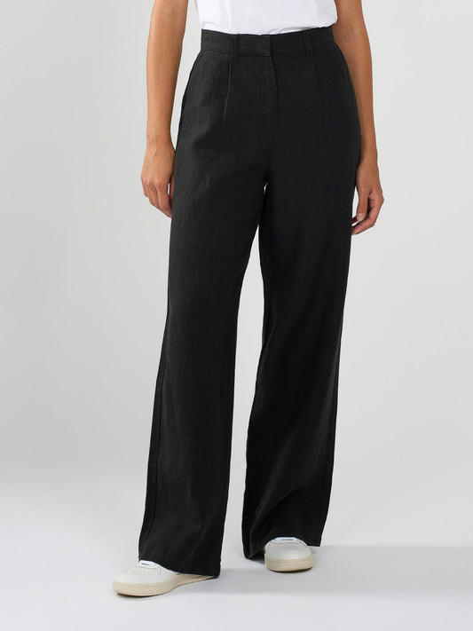 Pantalon ample en lin bio | Noir "loose linen pants black jet"