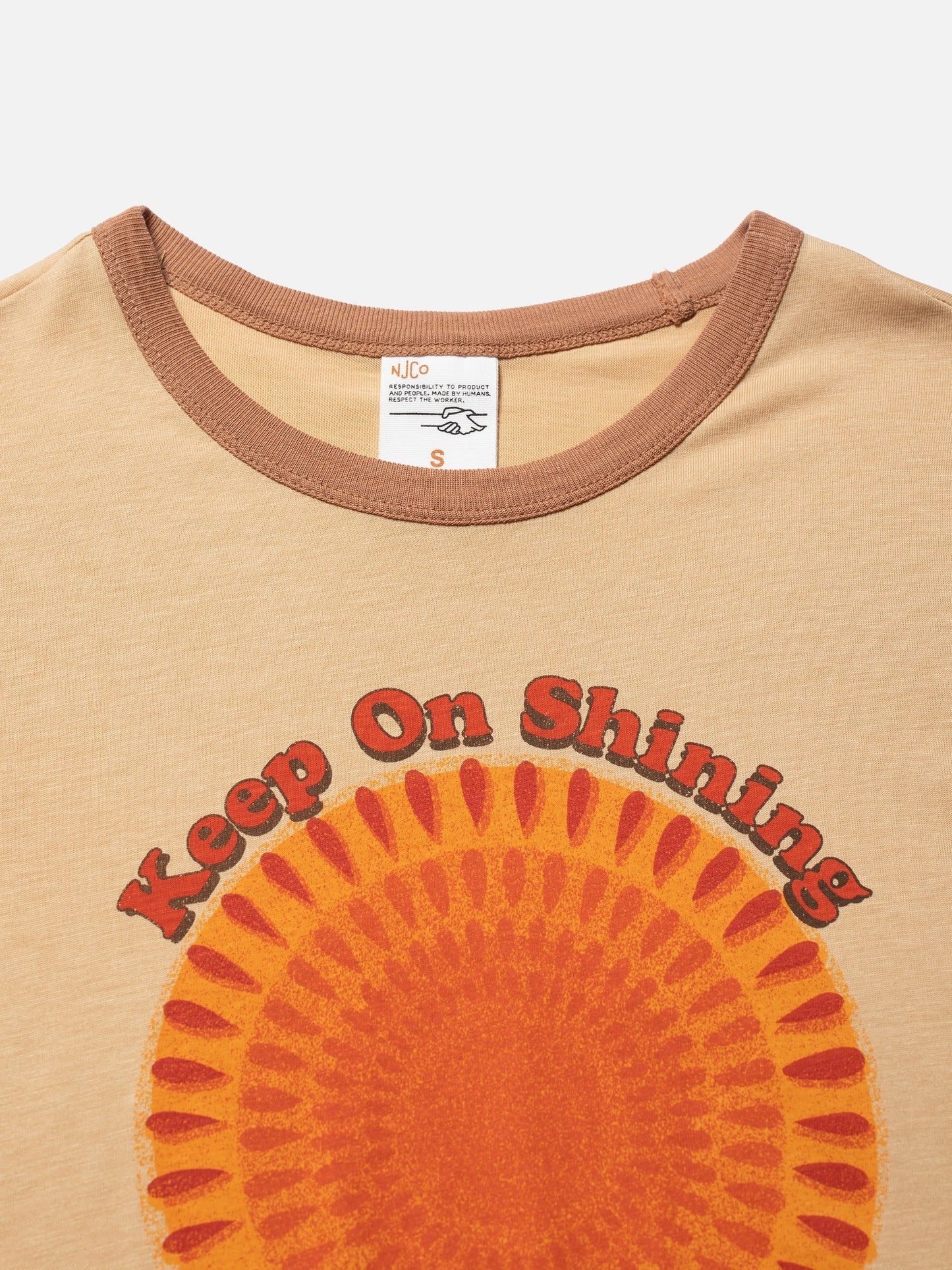 T-shirt écru imprimé en coton bio et tencel - lova sunday sun faded sun
