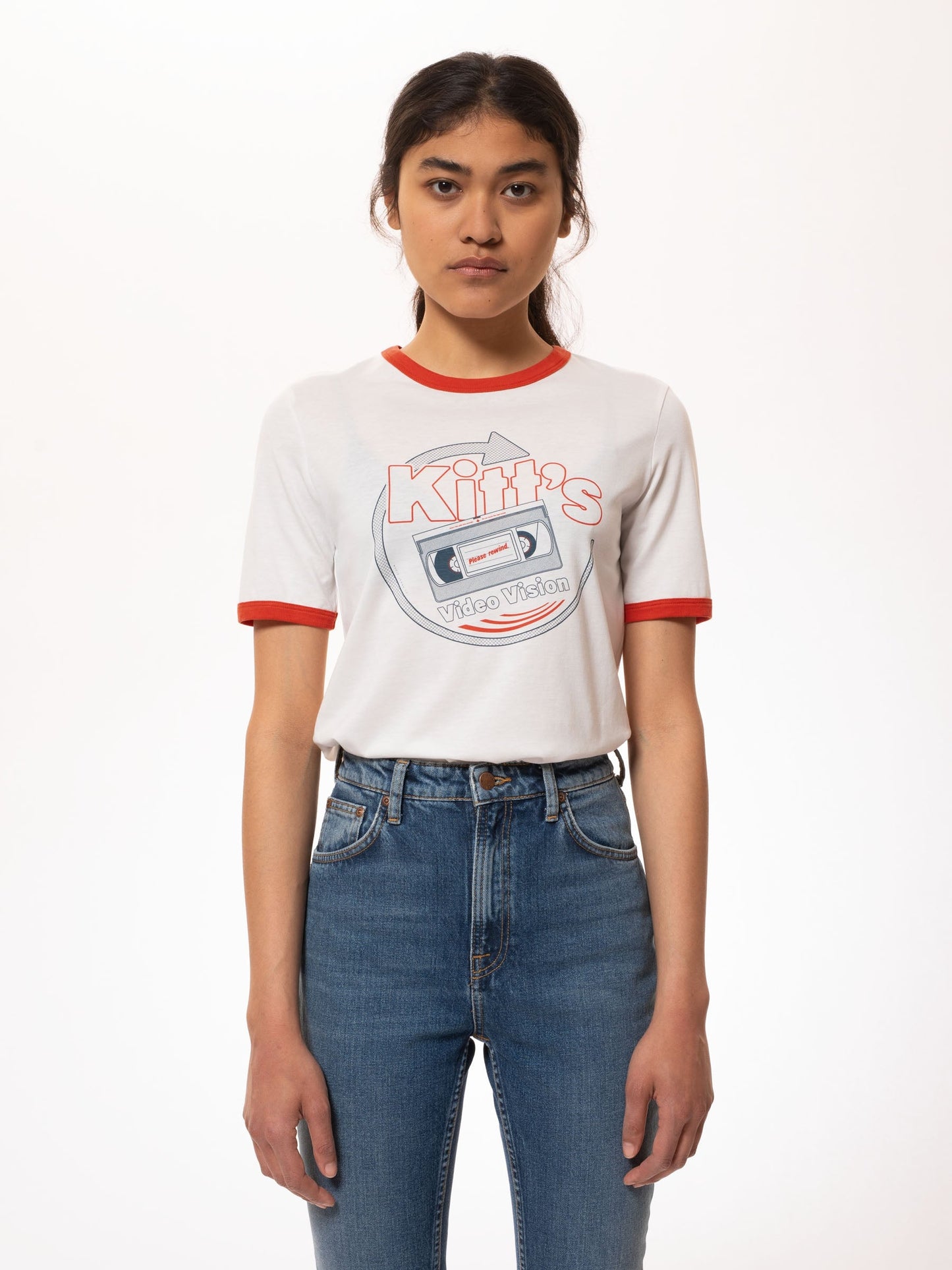 T-shirt blanc à motif vintage en tencel et coton bio - lova vision offwhite