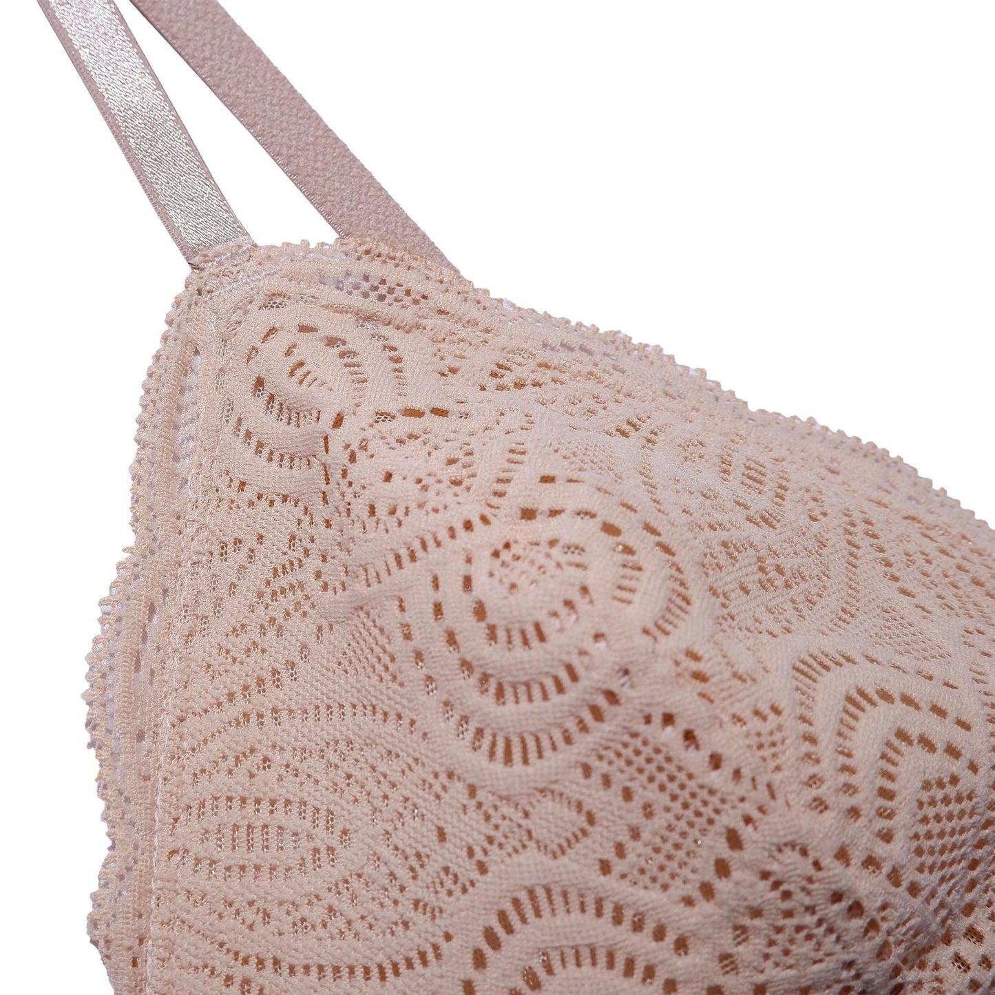 Soutien-gorge en dentelle beige rosé en polyamide recyclé - Luna