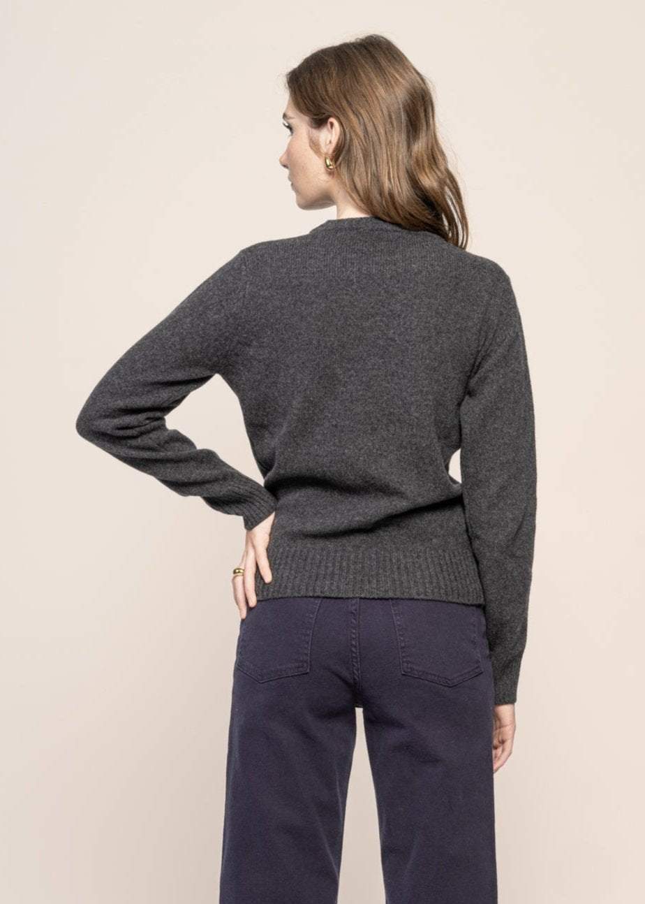 Pull en laine recyclée | gris "laura - grigio carbone"