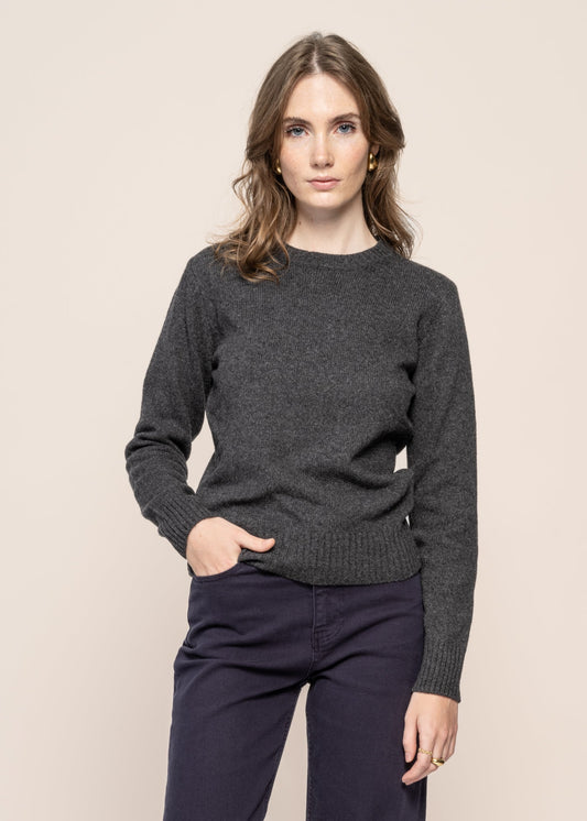 Pull en laine recyclée | gris "laura - grigio carbone"