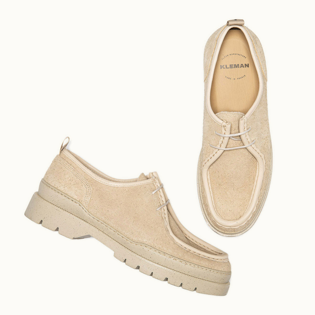 Derbies made in france en cuir velours certifié | beige "major vp oak 2"