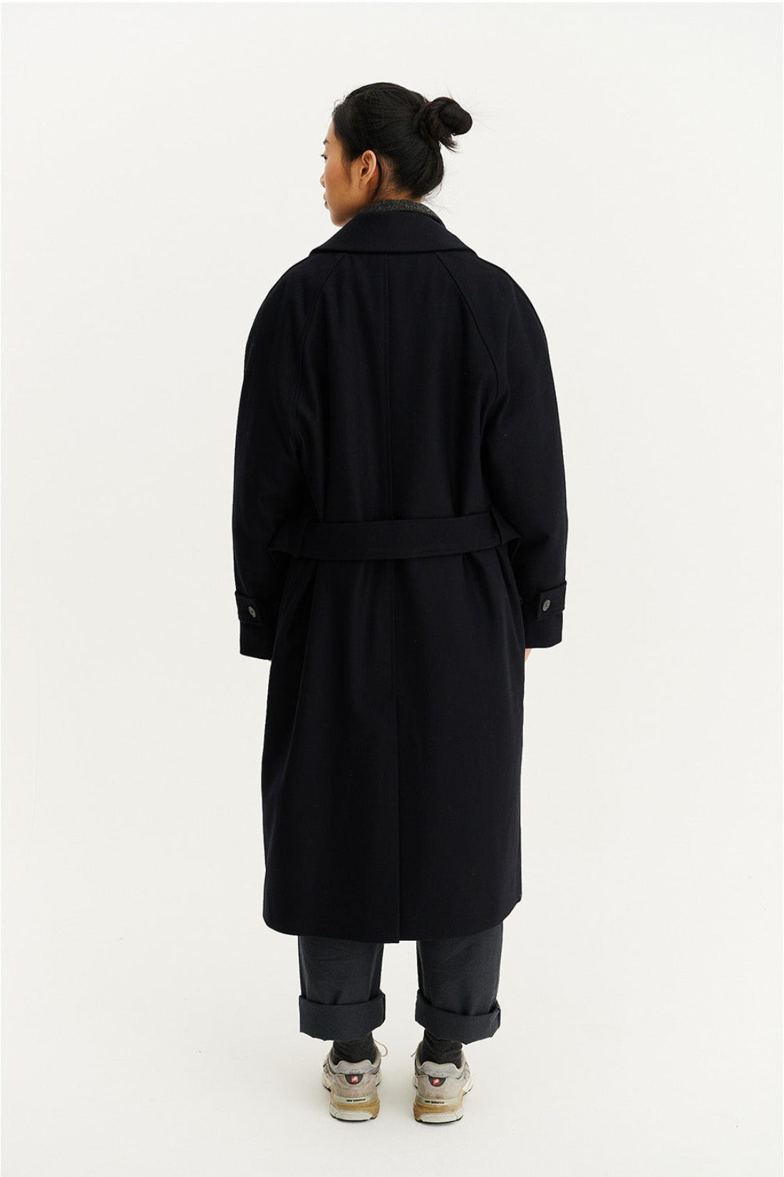 Manteau long en laine et cachemire recyclés | marine "verlaine - midnight blue"