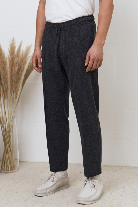 Pantalon droit flanelle en coton bio | gris foncé "max trousers - eco coal flannel"