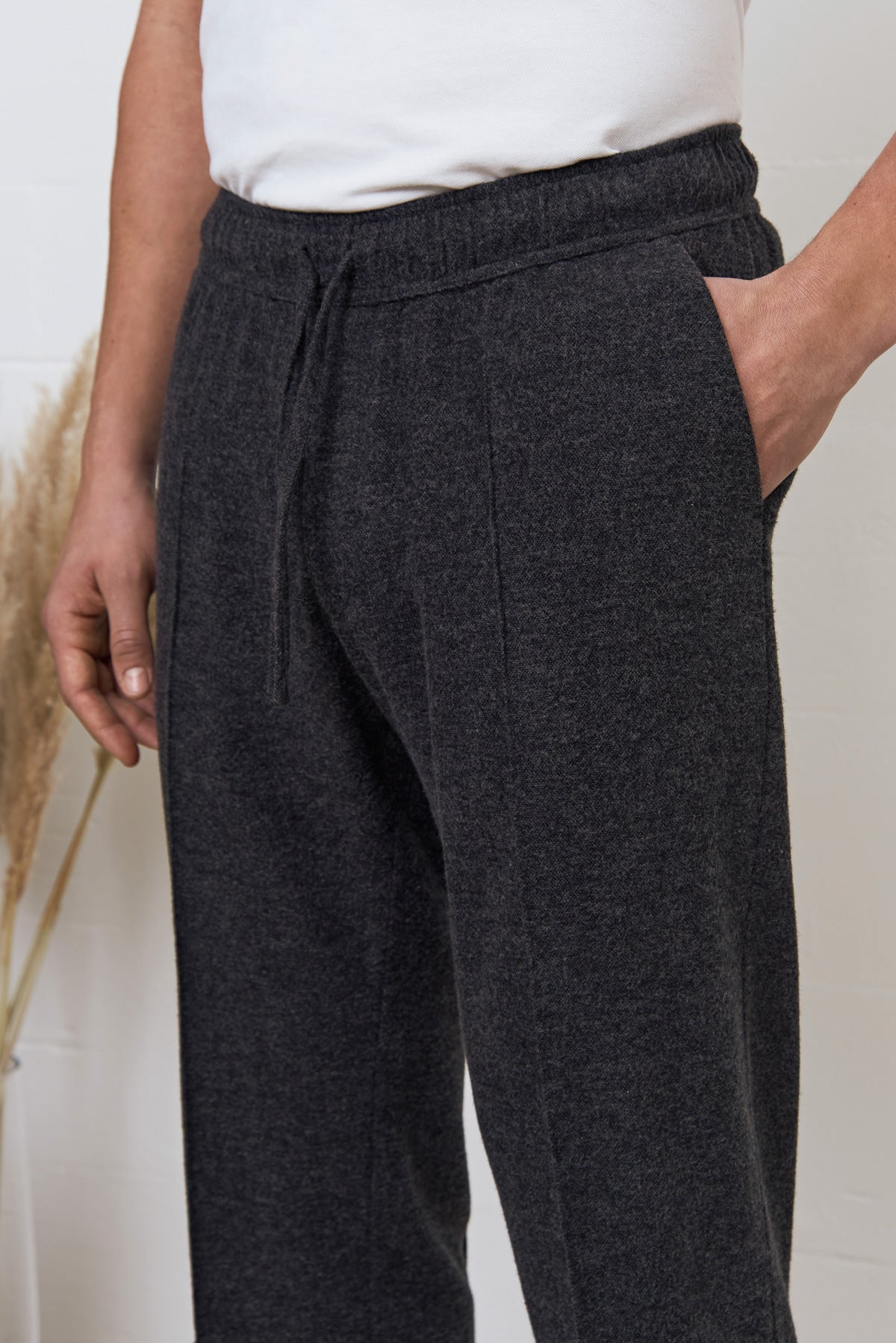 Pantalon droit flanelle en coton bio | gris foncé "max trousers - eco coal flannel"