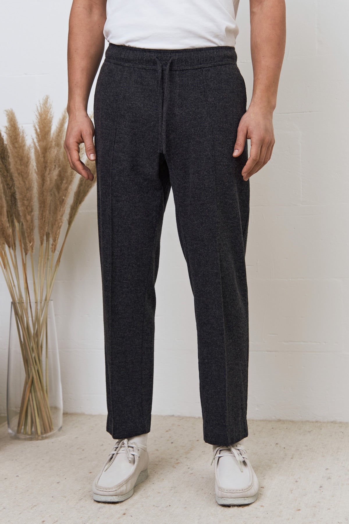 Pantalon droit flanelle en coton bio | gris foncé "max trousers - eco coal flannel"