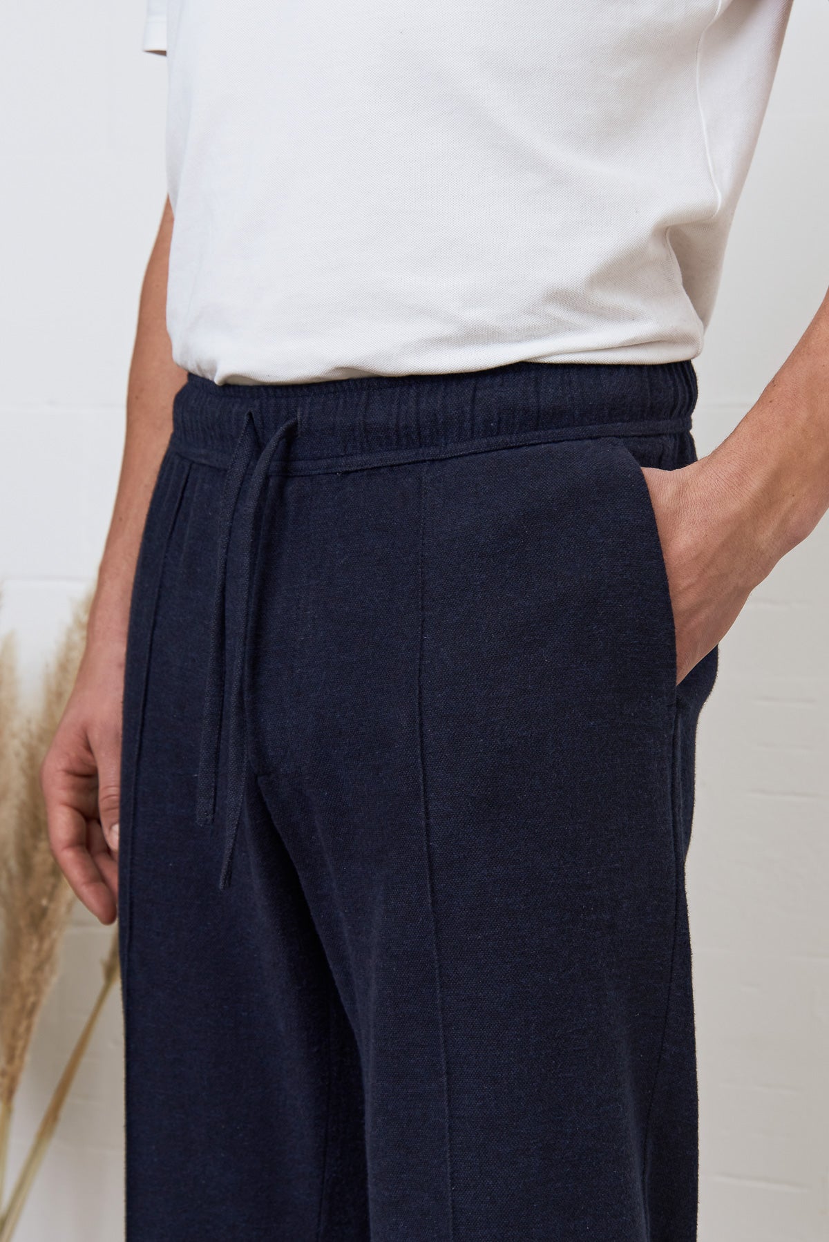 Pantalon droit flanelle en coton bio | marine "max trousers - eco deep sea flannel"