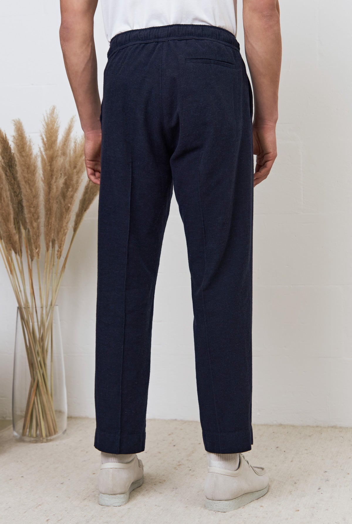 Pantalon droit flanelle en coton bio | marine "max trousers - eco deep sea flannel"