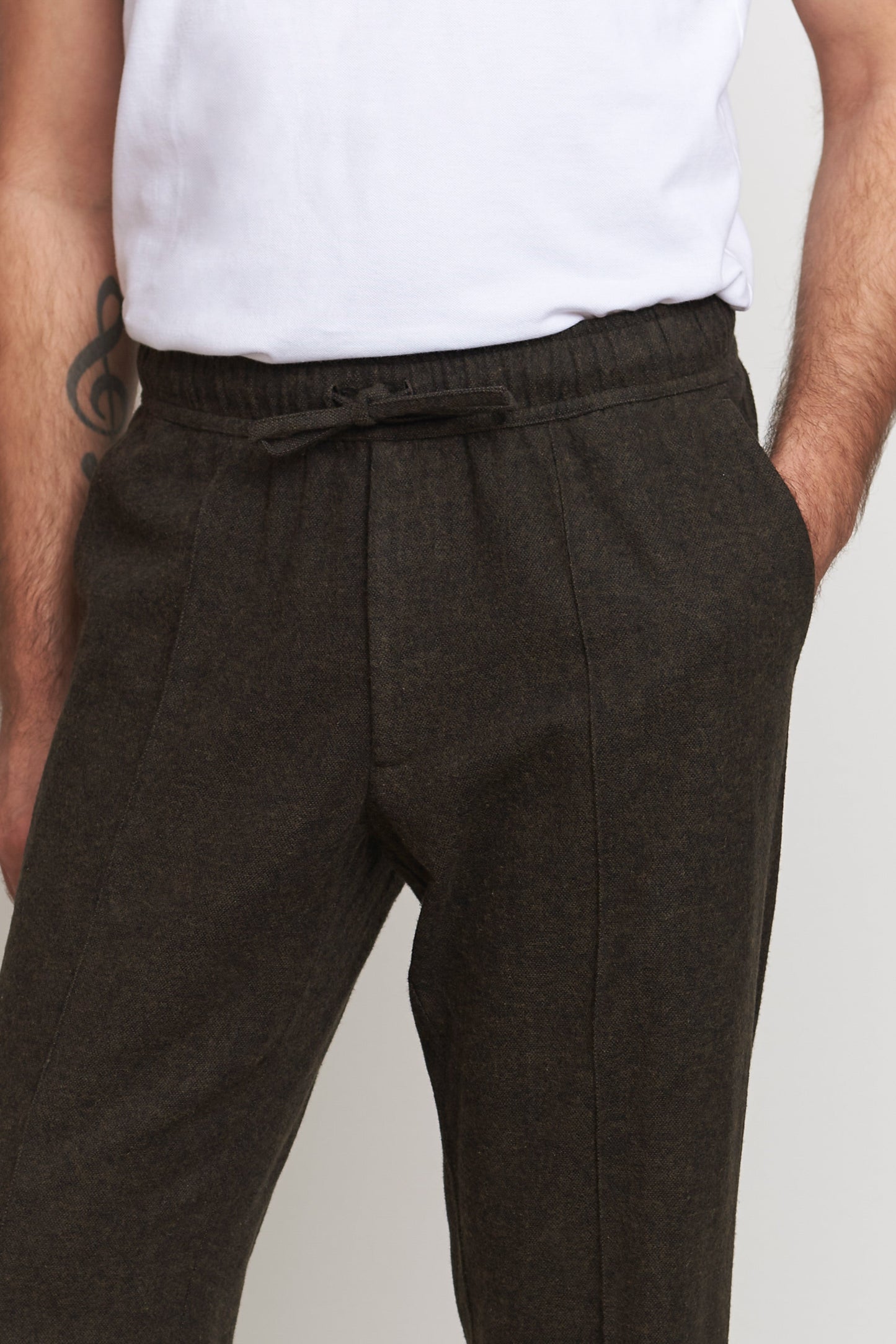 Pantalon droit en coton bio | marron "max eco brown flannel"
