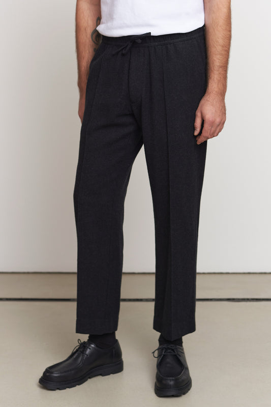 Pantalon droit flanelle en coton bio | noir "max eco melange black flannel"