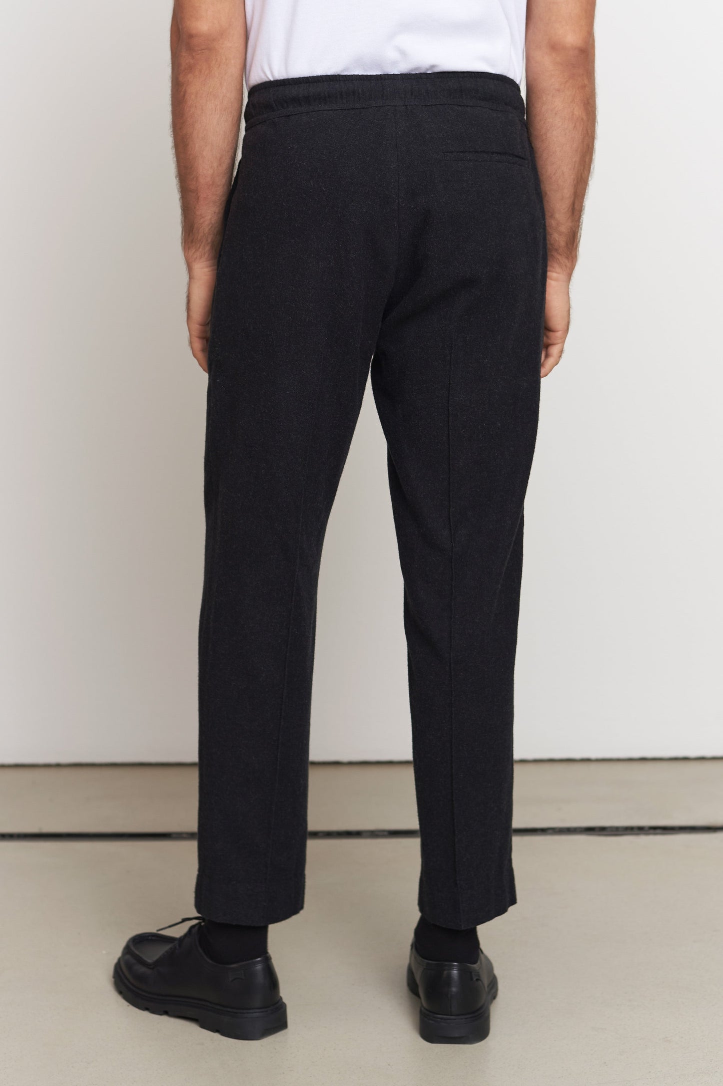 Pantalon droit flanelle en coton bio | noir "max eco melange black flannel"
