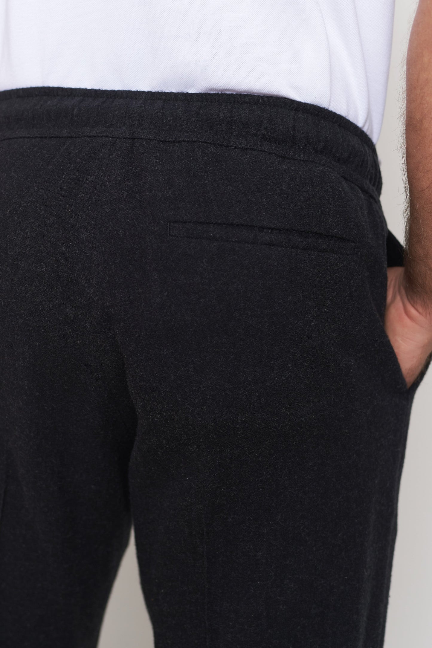 Pantalon droit flanelle en coton bio | noir "max eco melange black flannel"
