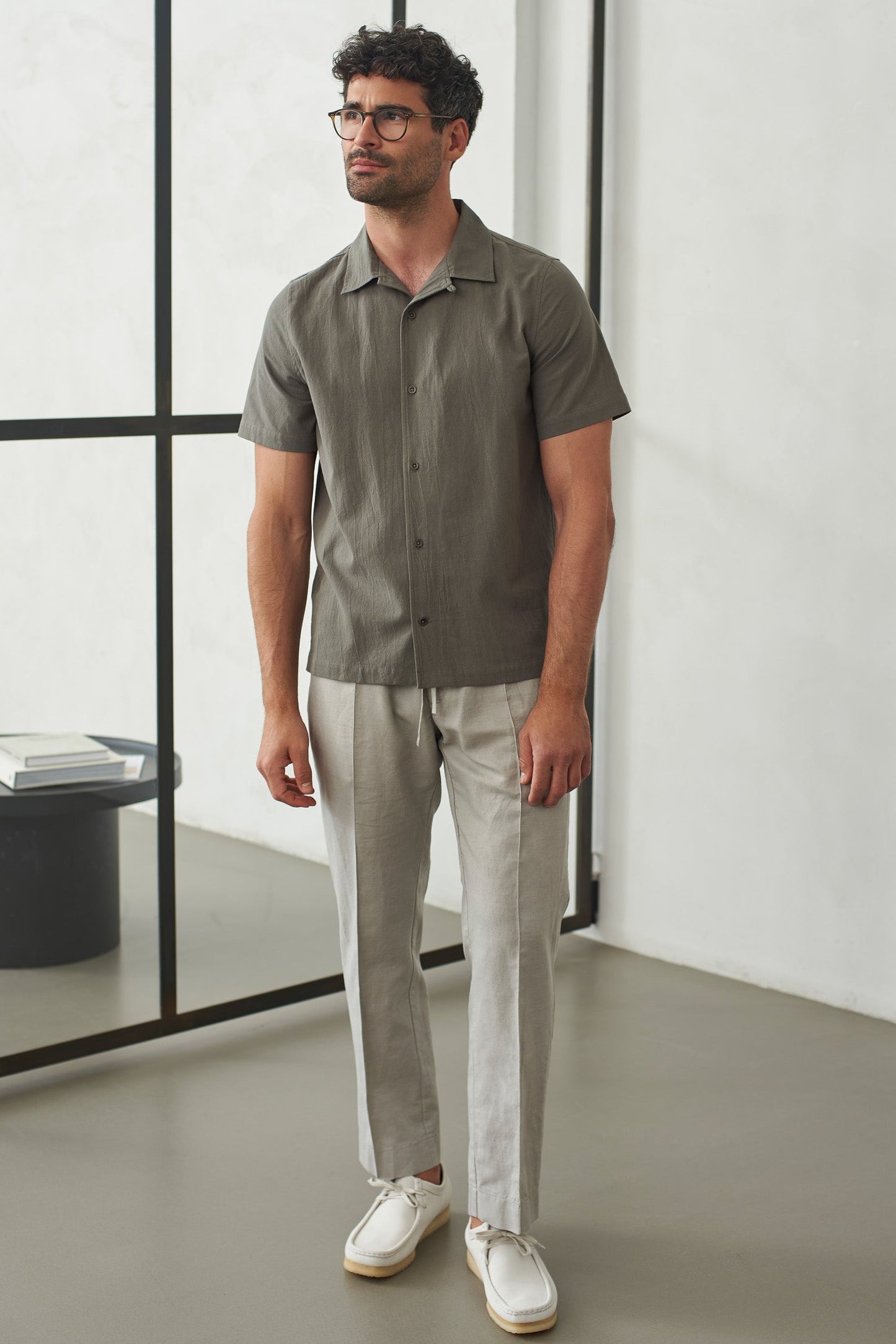 Pantalon droit en coton bio et lin | gris "max reed linen"