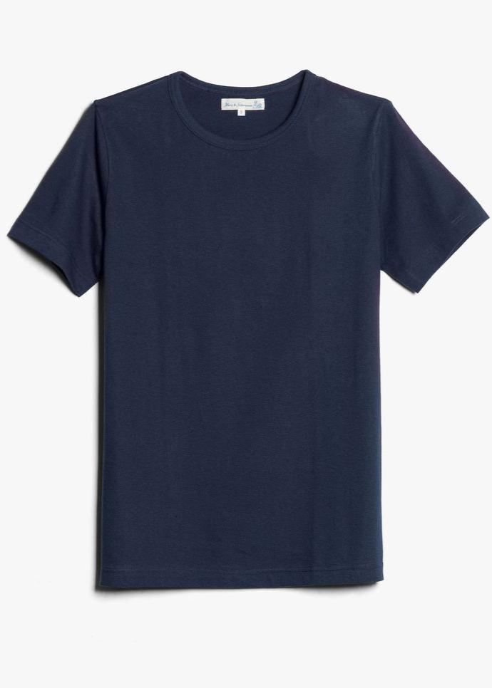 T-shirt en coton bio | bleu "men’s loopwheeled t-shirt 66 ink blue"
