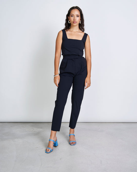 Pantalon cigarette noir en recyclé - maya