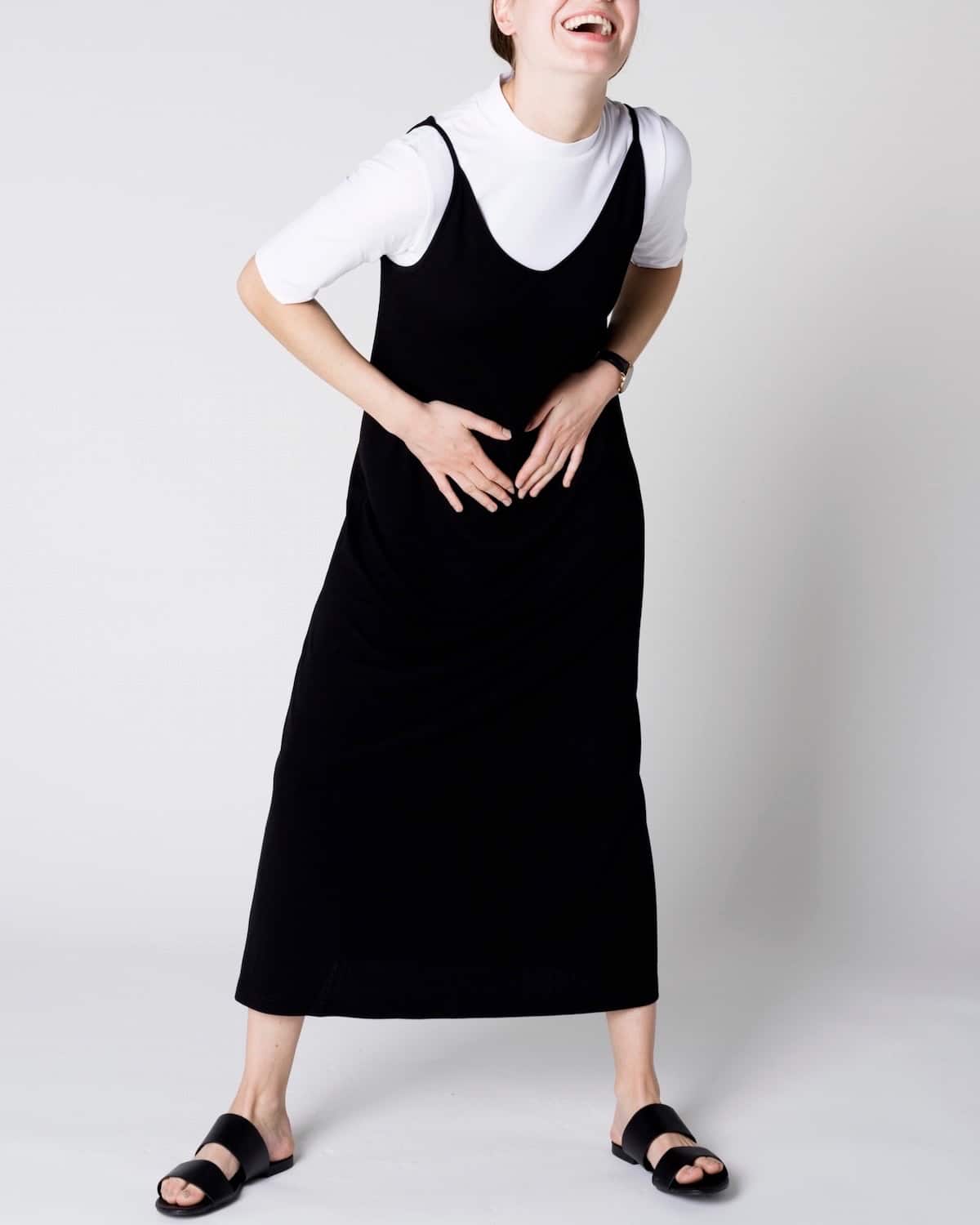 Robe longue noire en tencel - triangle midi