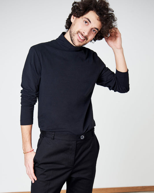 Col roulé noir en coton bio - Mio