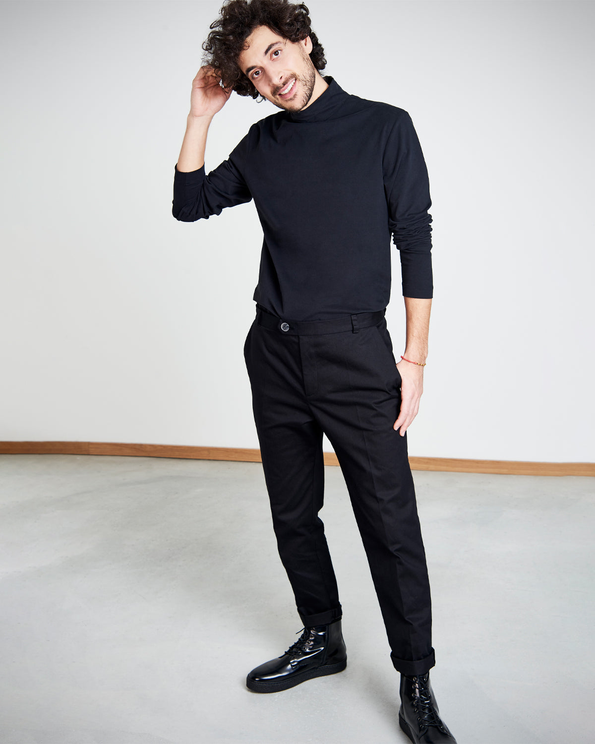 Col roulé noir en coton bio - Mio