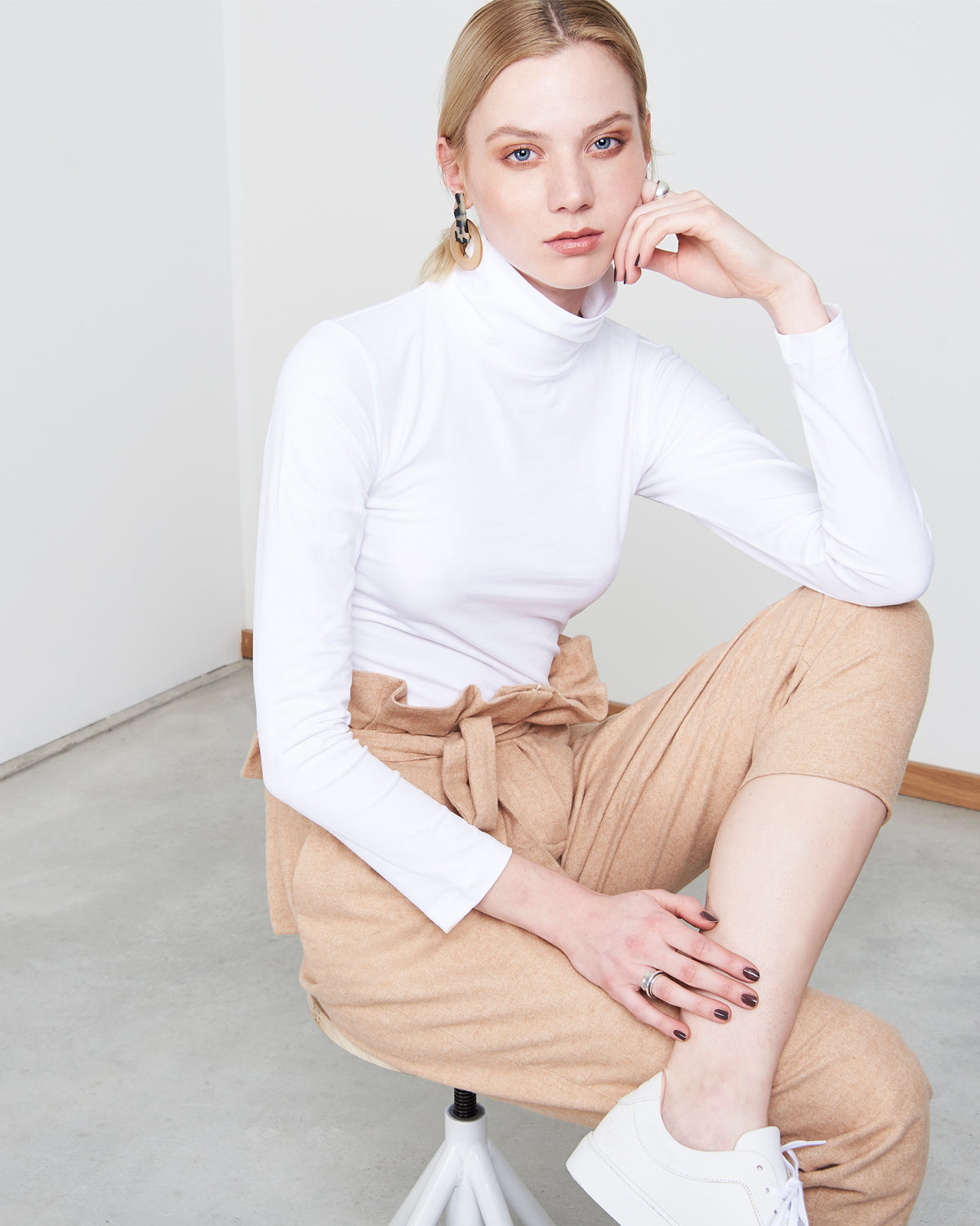 Col roulé blanc en coton bio - Mio