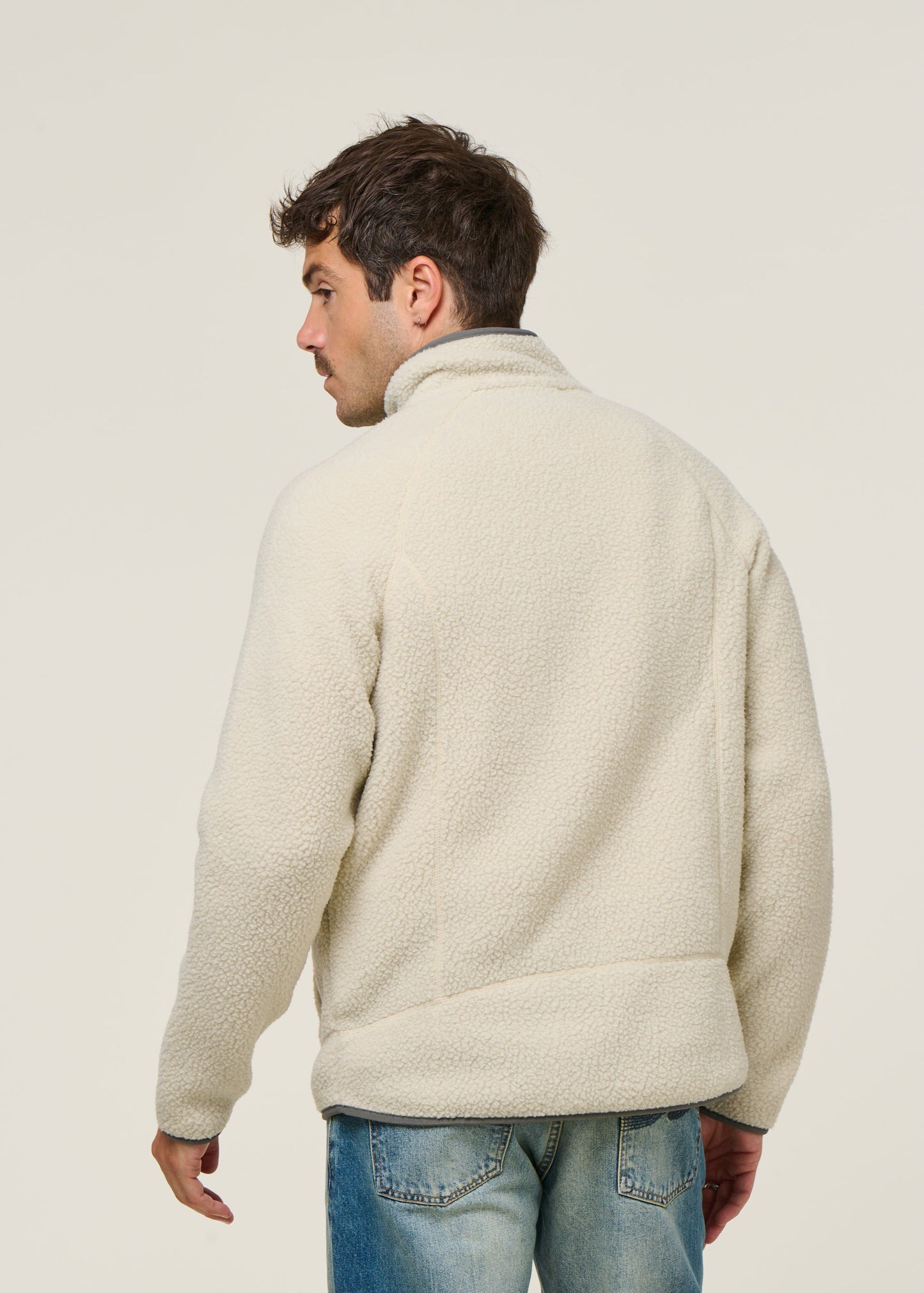 Veste polaire en matière recyclée | écru "retro pile jkt - plcn"