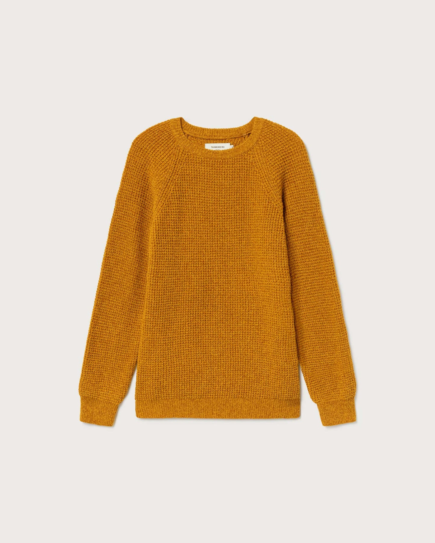Pull col rond moutarde en laine certifiée - anteros mustard