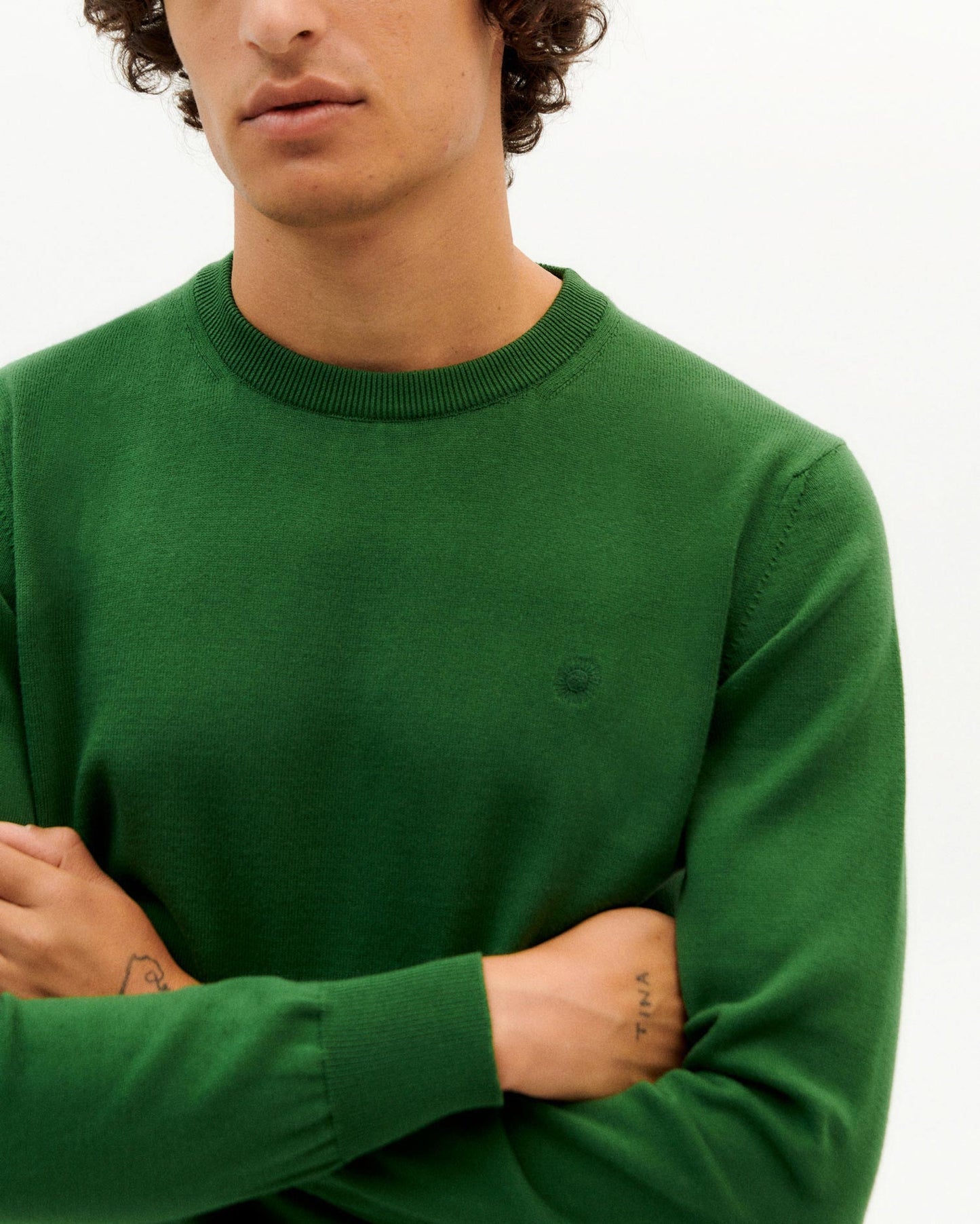 Pull vert en coton bio - green orlando knit sweater