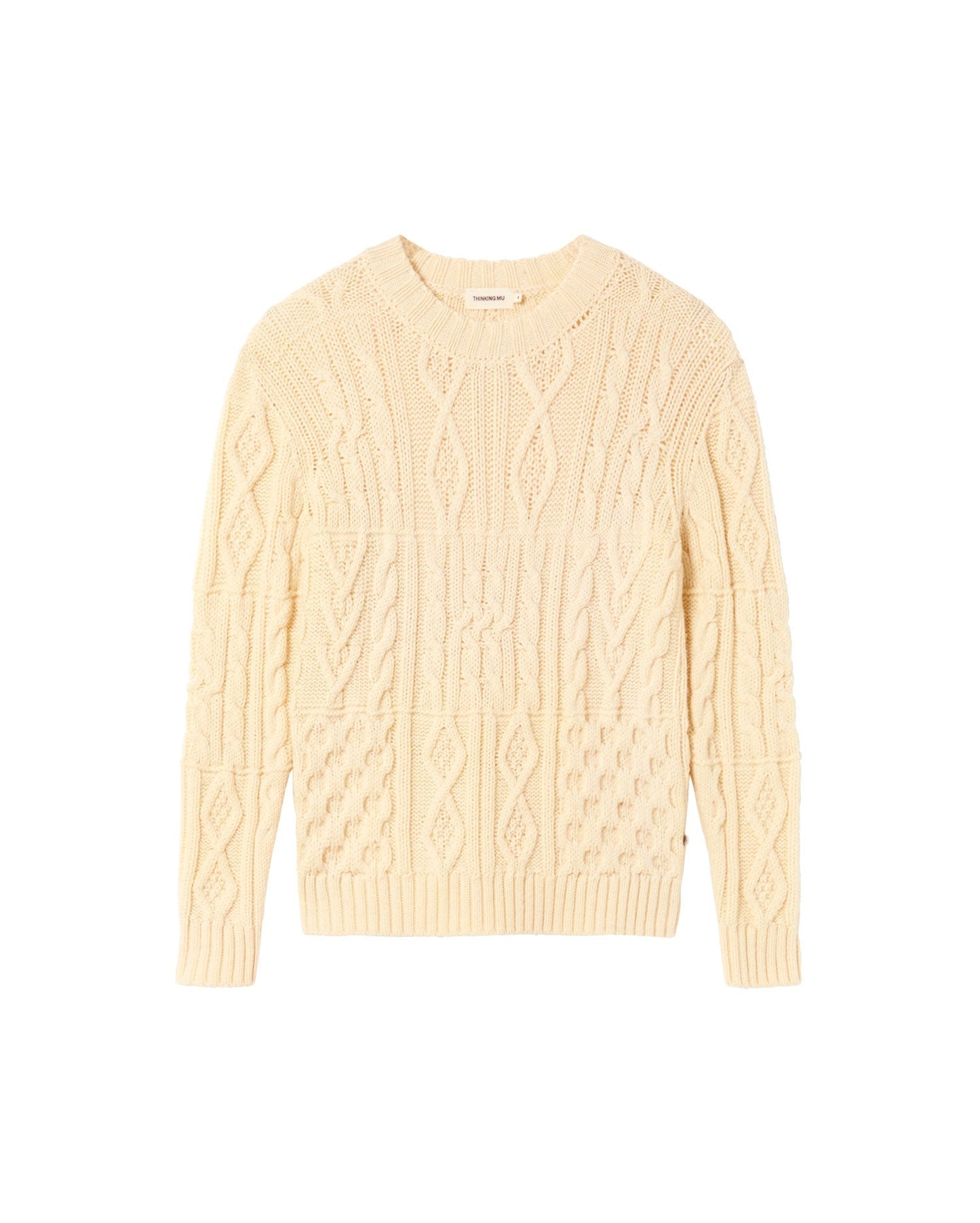 Pull en laine mérinos certifiée | beige "ecru rasta knitted sweater - ecru"
