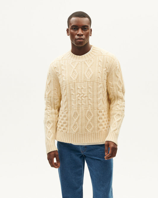 Pull en laine mérinos certifiée | beige "ecru rasta knitted sweater - ecru"