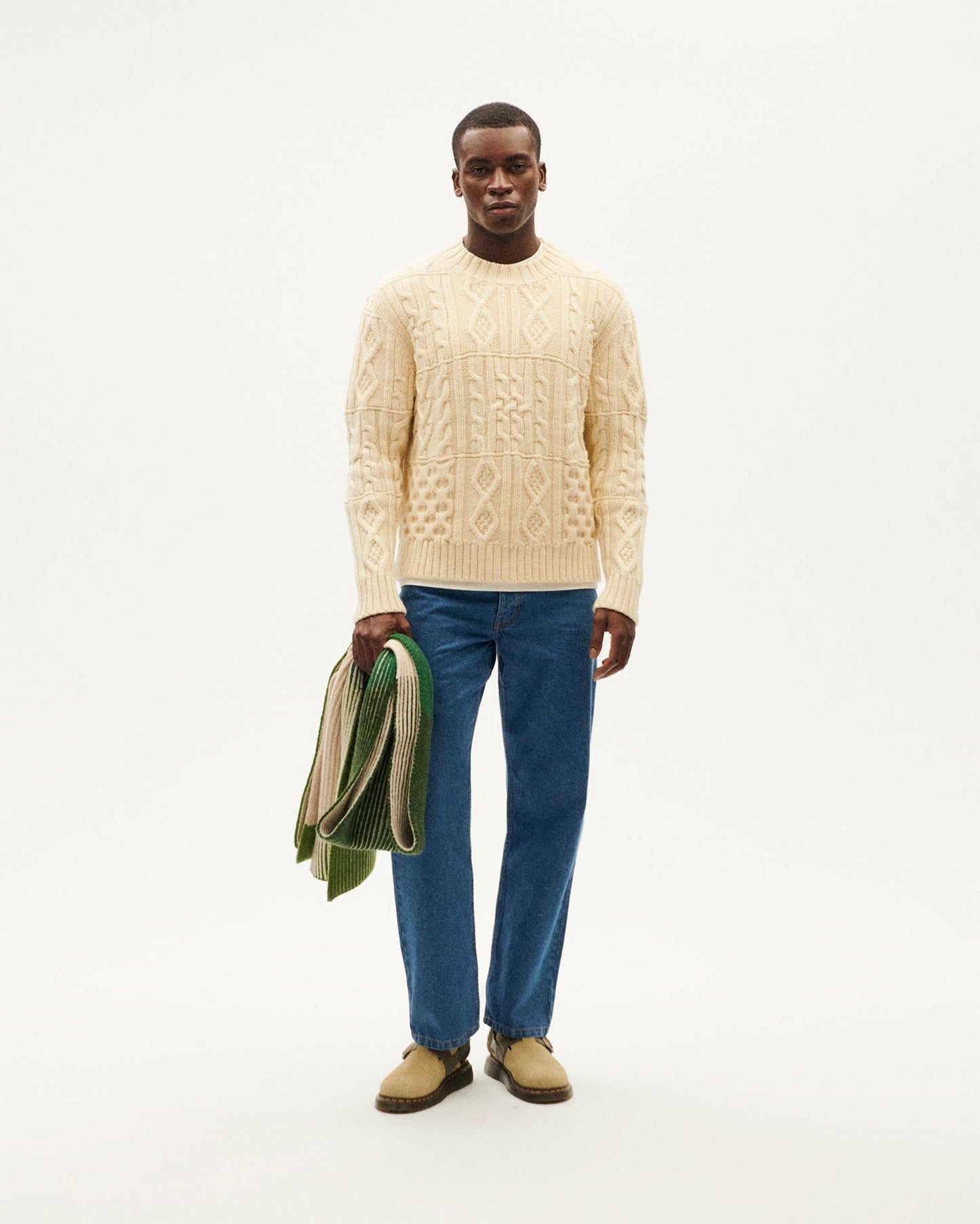 Pull en laine mérinos certifiée | beige "ecru rasta knitted sweater - ecru"