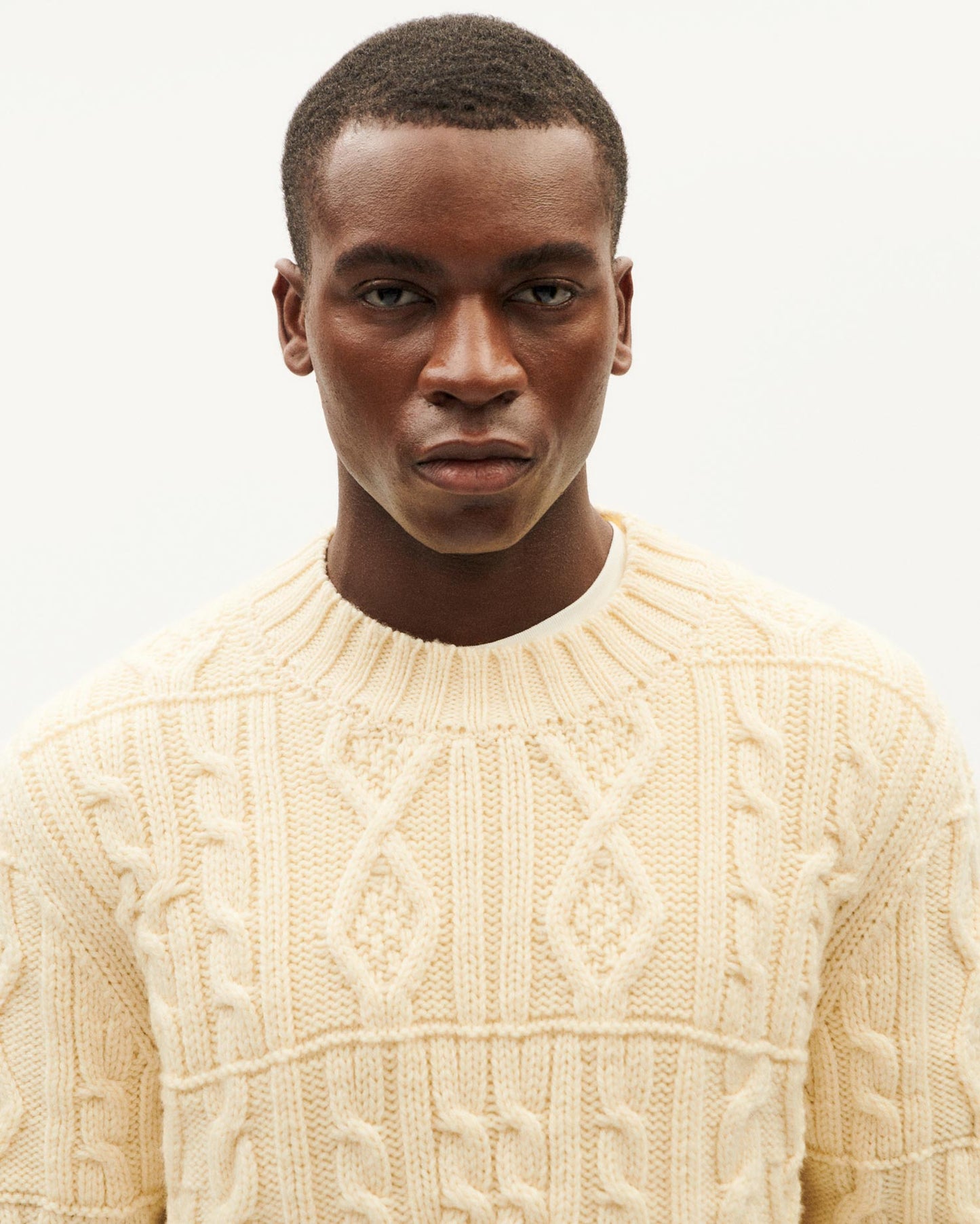 Pull en laine mérinos certifiée | beige "ecru rasta knitted sweater - ecru"
