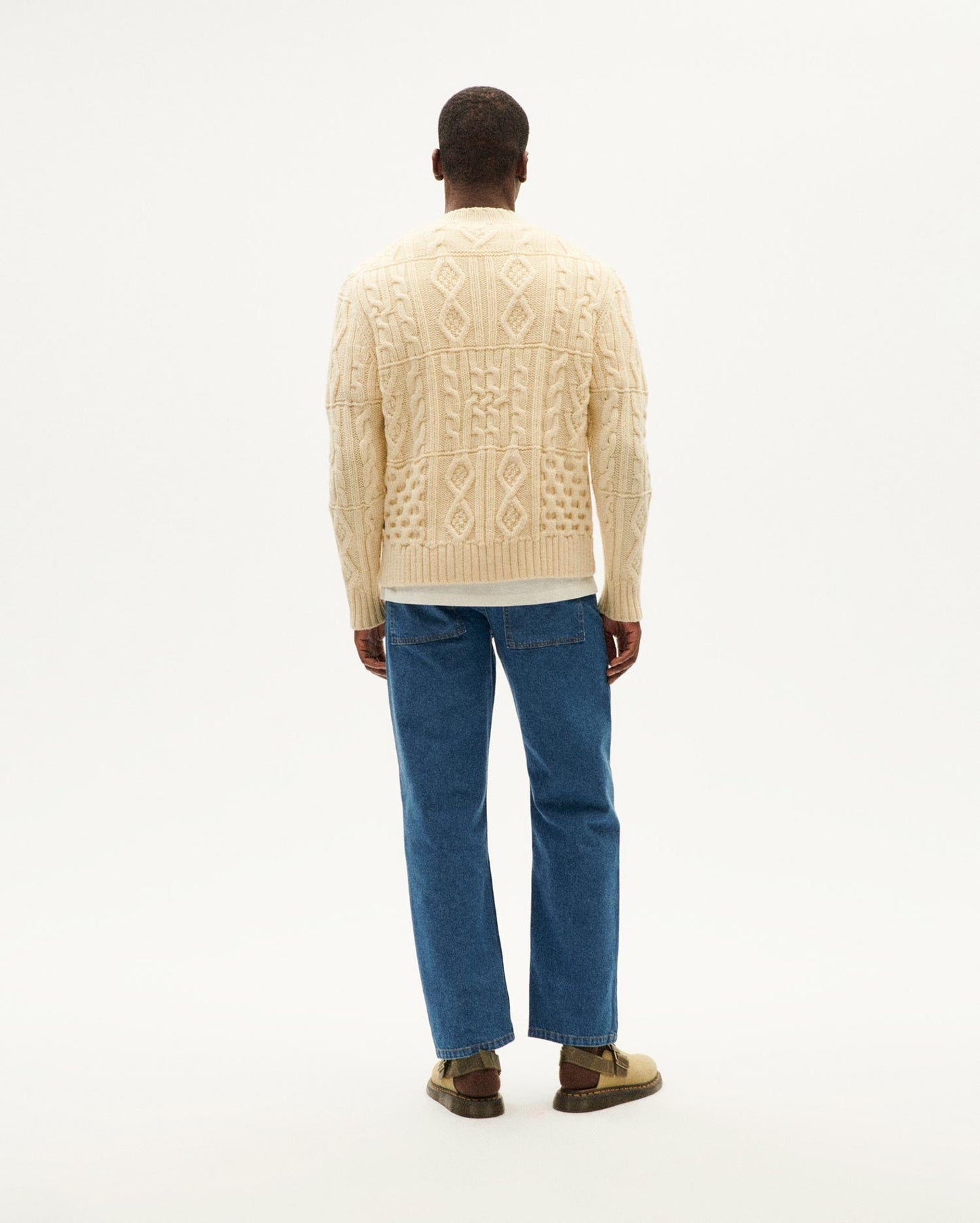 Pull en laine mérinos certifiée | beige "ecru rasta knitted sweater - ecru"
