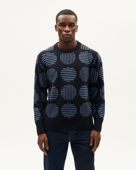 Pull en laine mérinos | bleu "japan khem knitted sweater"