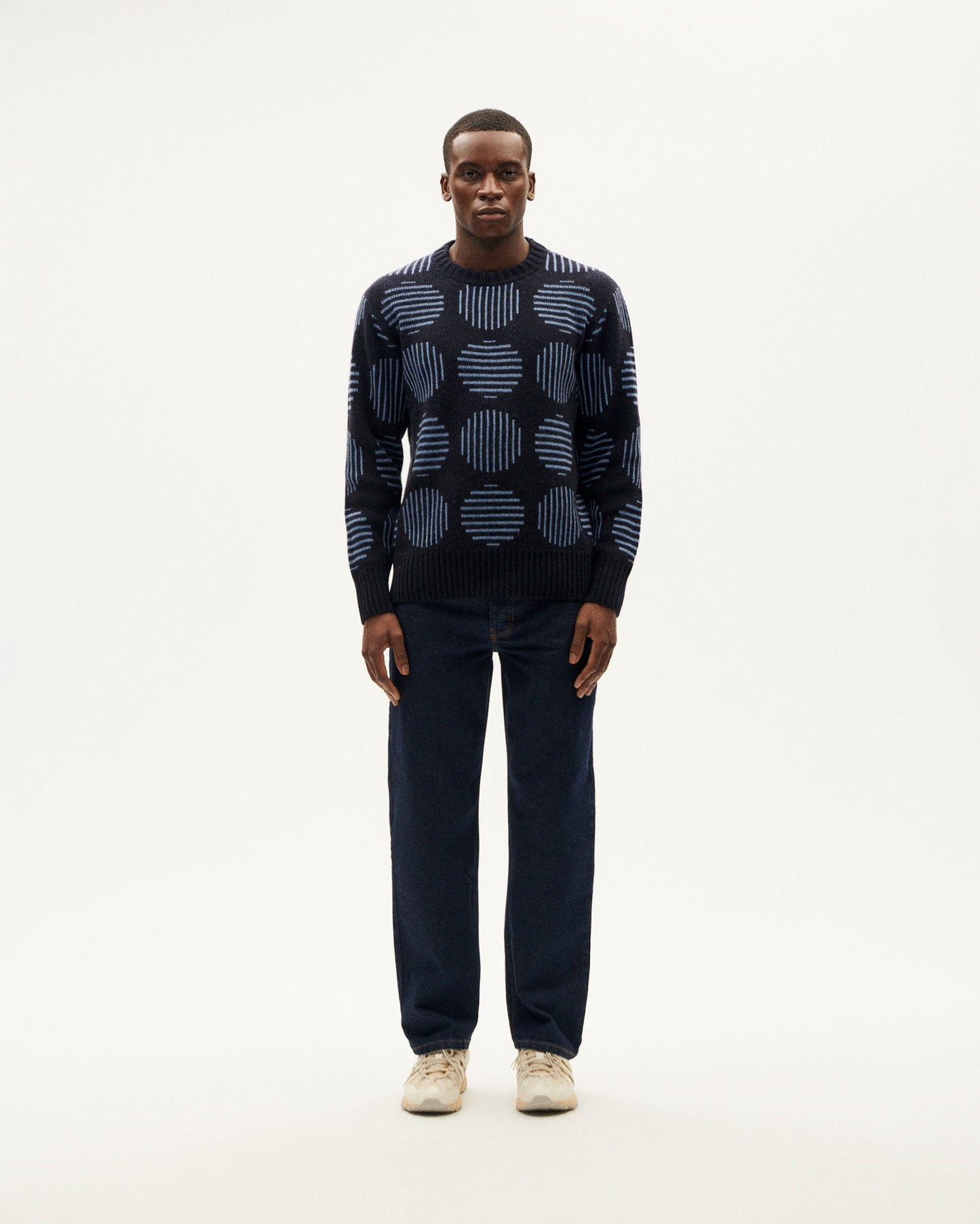 Pull en laine mérinos | bleu "japan khem knitted sweater"