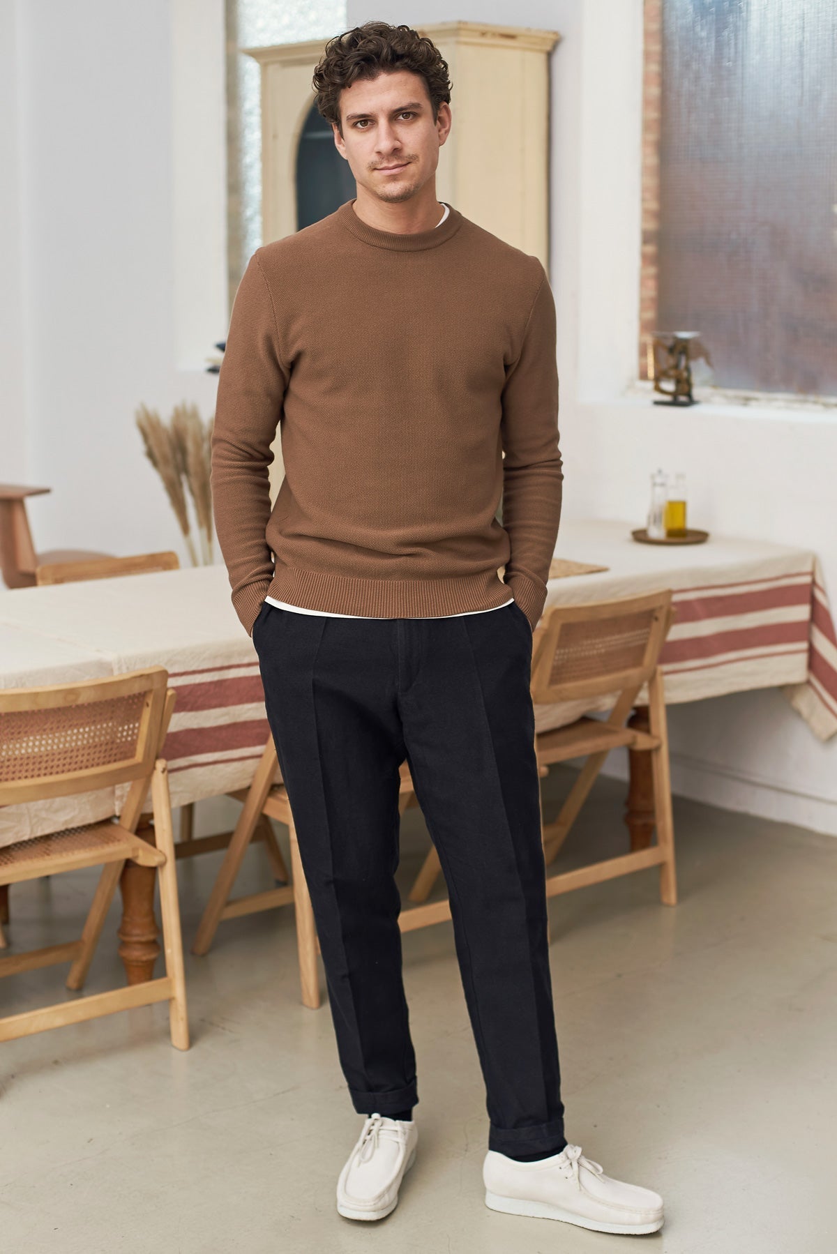 Pull en coton bio | camel "morten jumper - eco knotted camel"