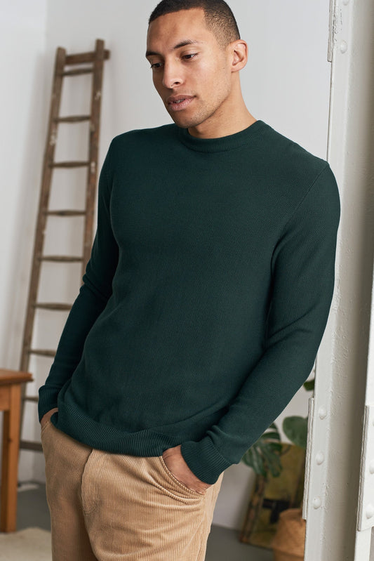 Pull maille en coton bio | vert "morten jumper - eco knotted scot green"