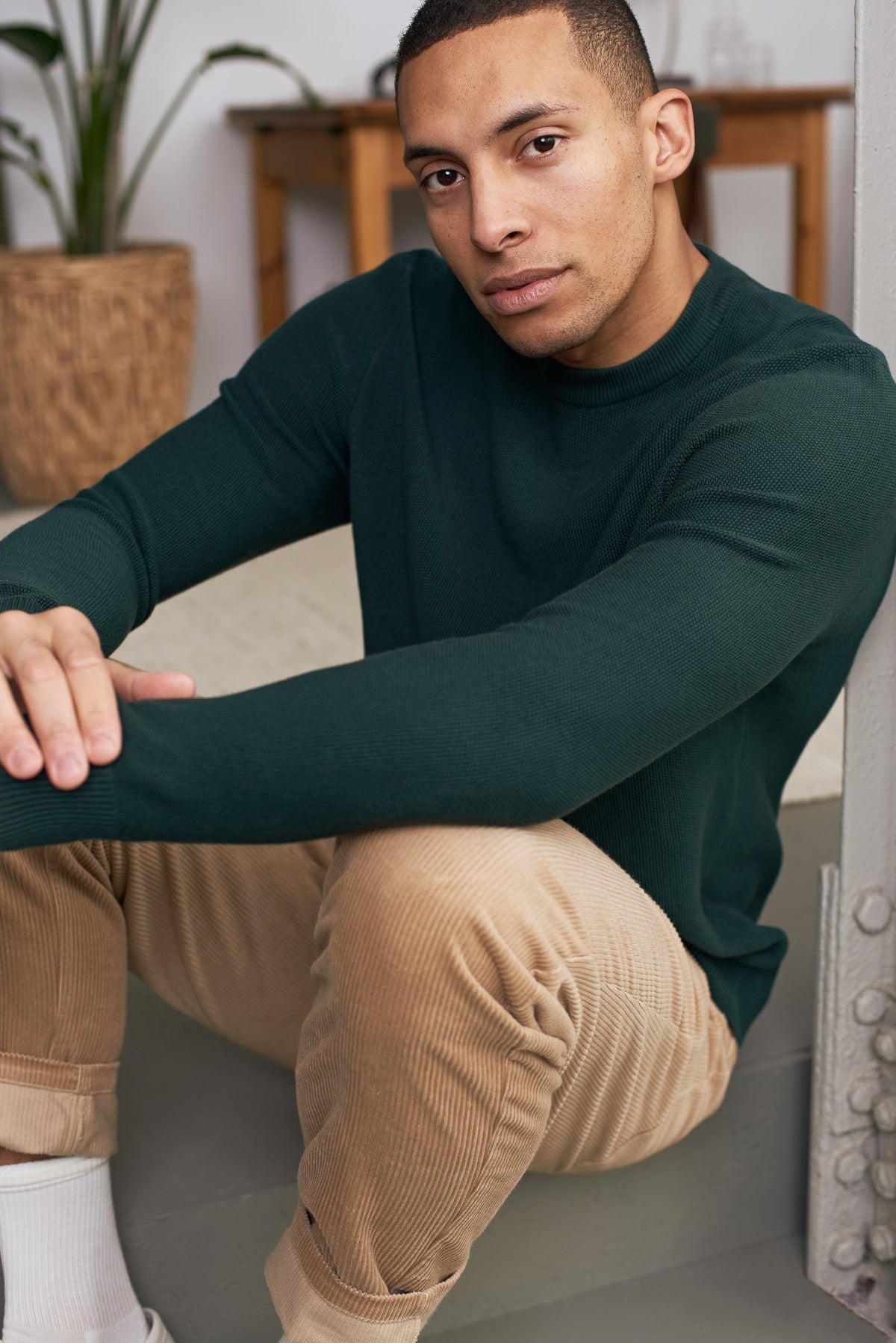 Pull maille en coton bio | vert "morten jumper - eco knotted scot green"