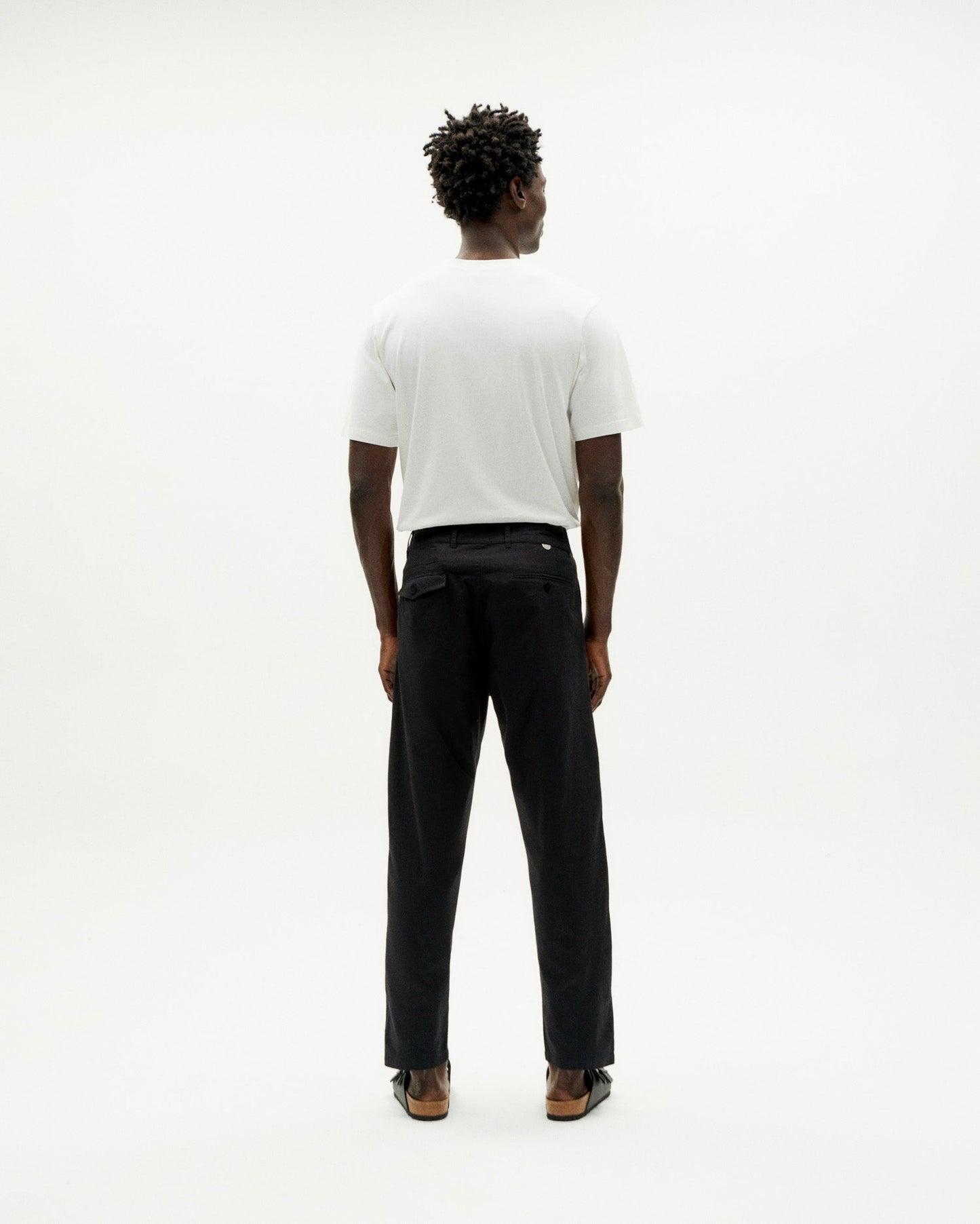 Pantalon droit à pinces en coton bio | Noir "light moero light pants black"