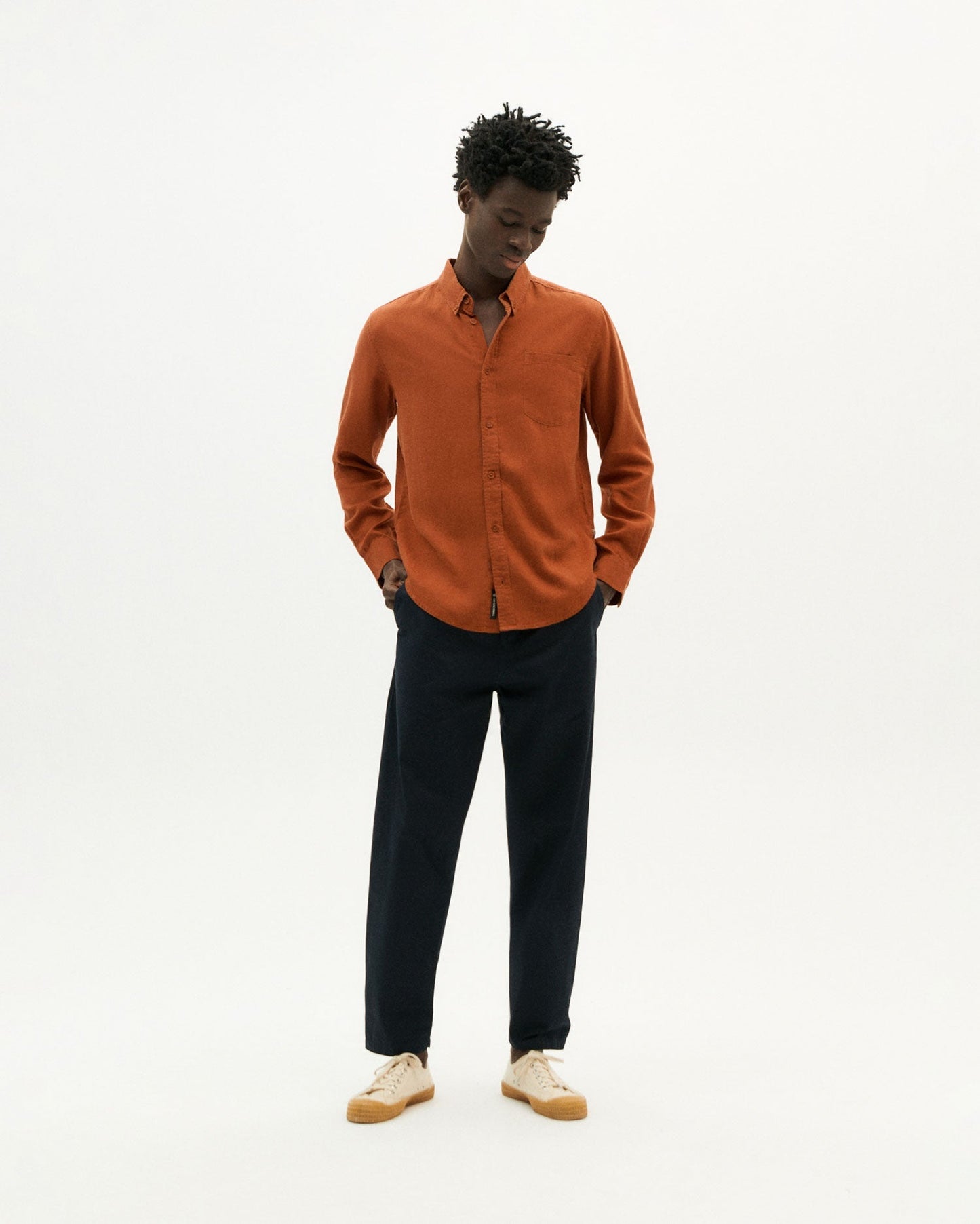 pantalon marine en coton bio - navy light moero light  pants