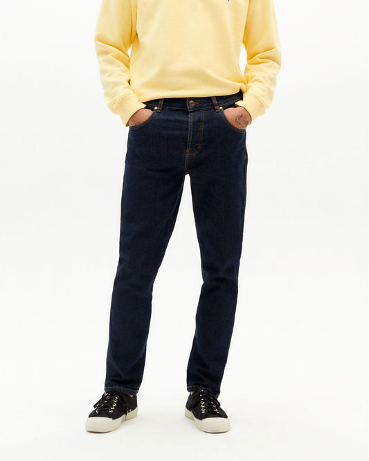Jean droit en coton bio | Bleu "five pockets pants denim medium wash"