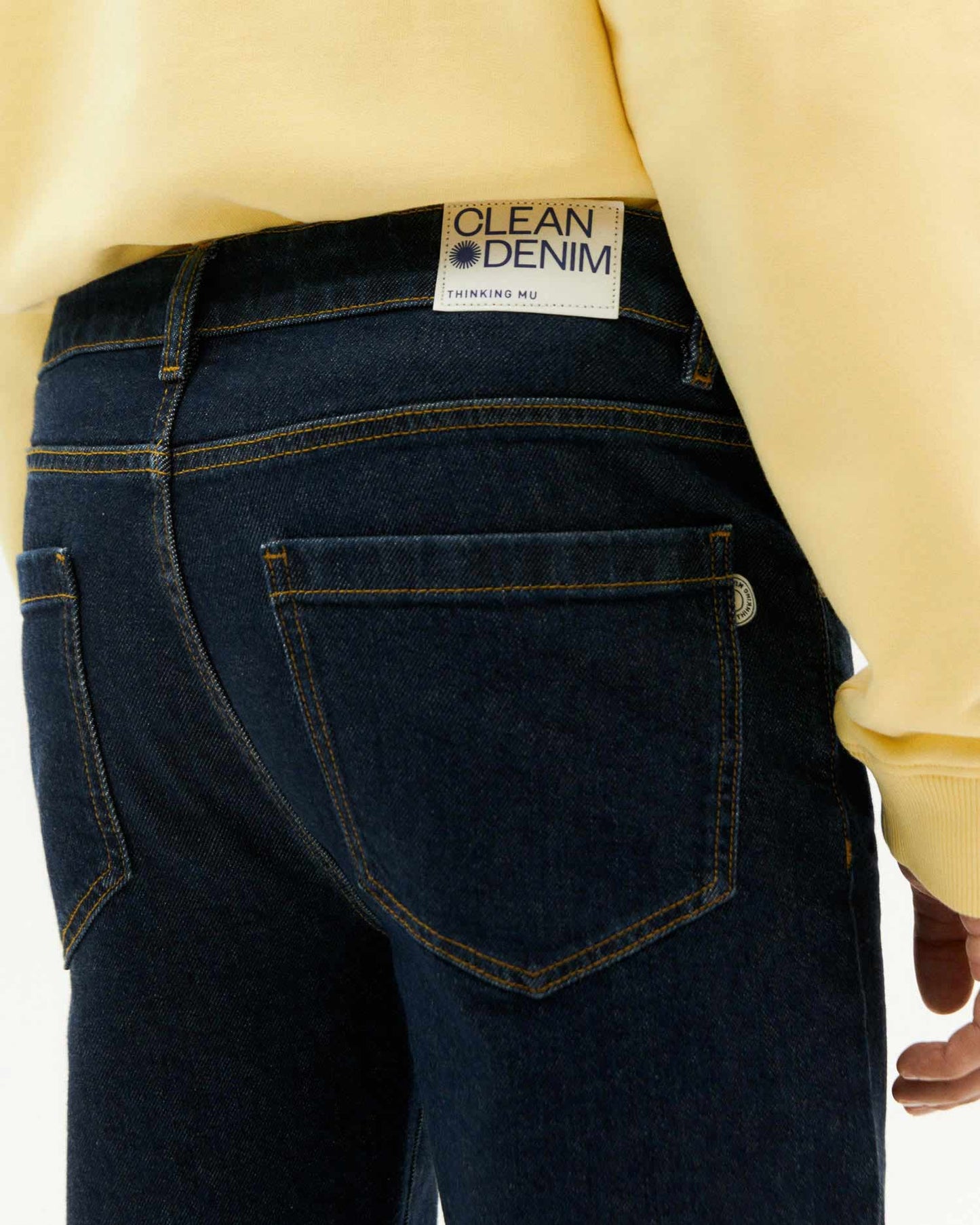 Jean droit en coton bio | Bleu "five pockets pants denim medium wash"