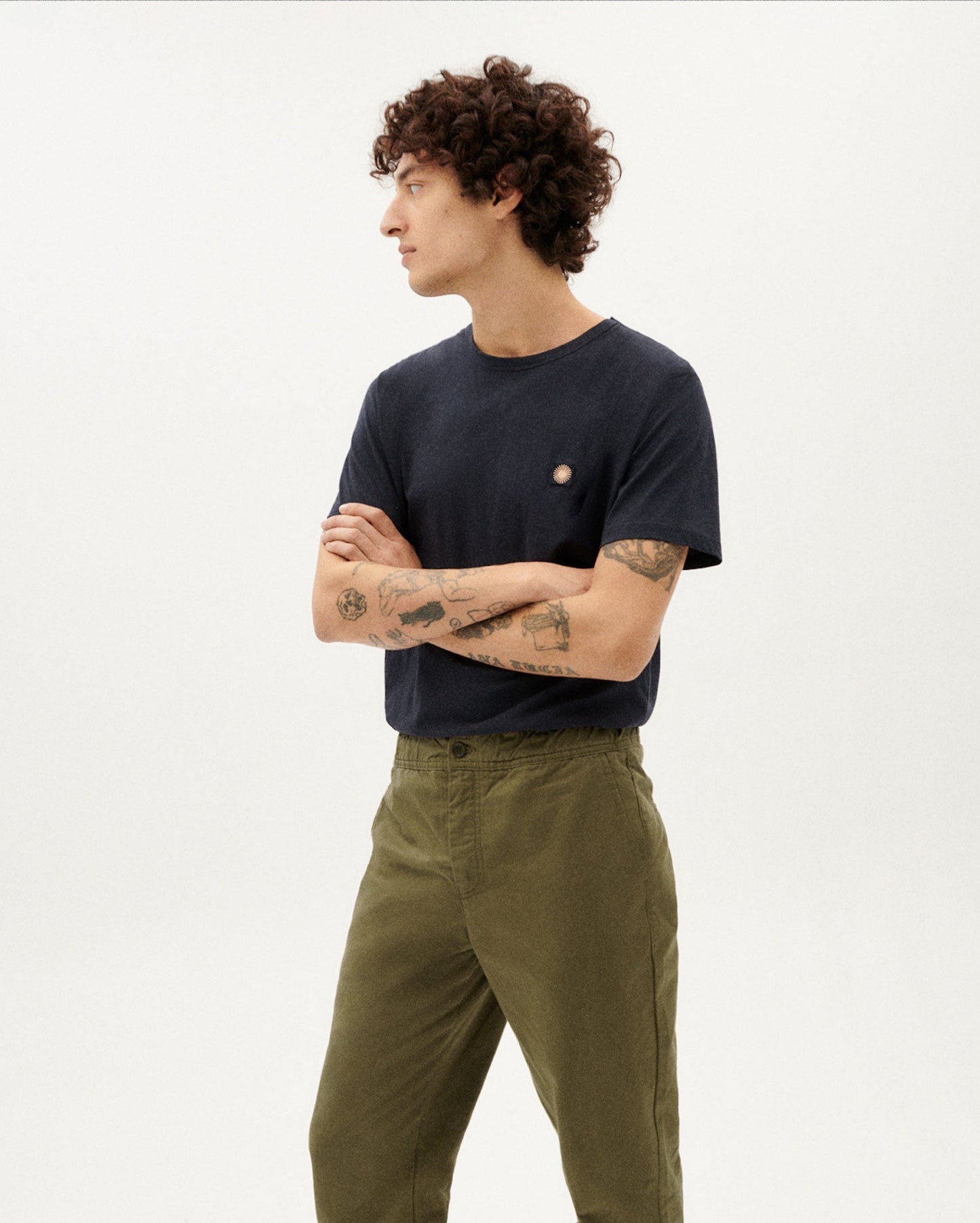 Pantalon droit en coton bio | kaki "olive green travel pants"