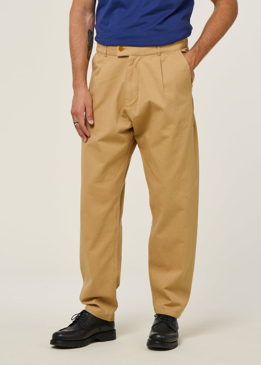 Pantalon large en twill de coton bio | beige "Wotan camel"