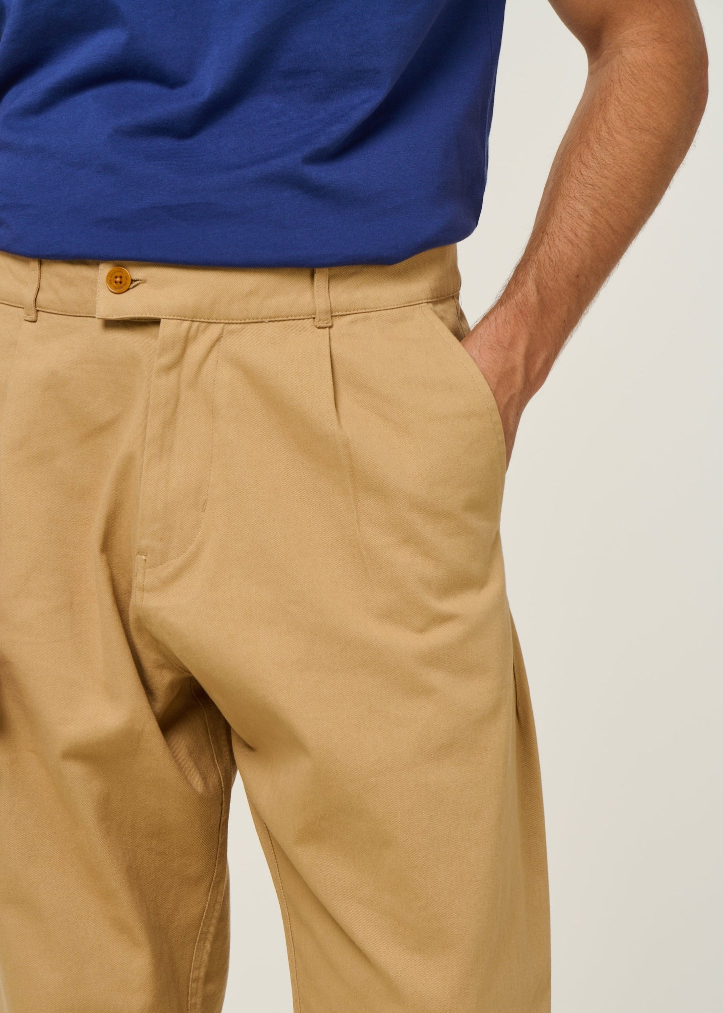 Pantalon large en twill de coton bio | beige "Wotan camel"
