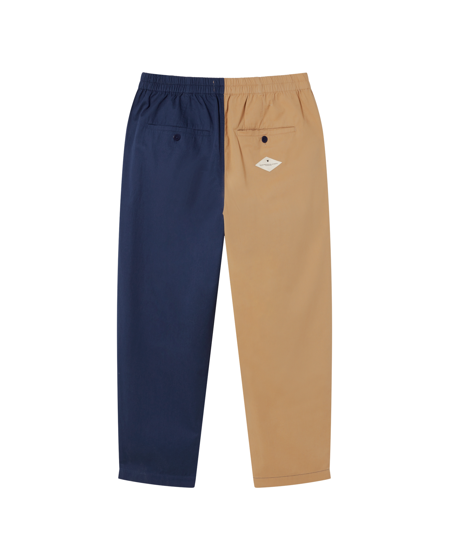 Pantalon droit en coton bio | Tricolore "patched luc pants navy ivory camel"