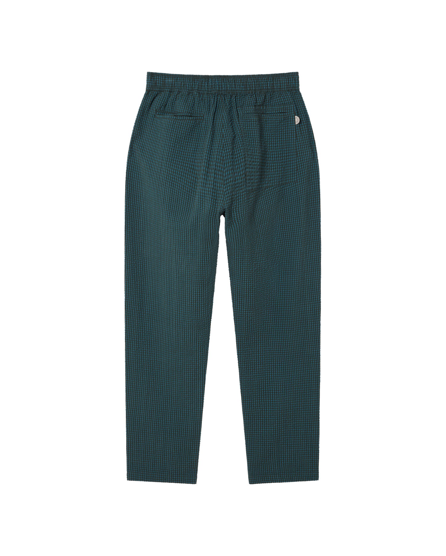 Pantalon droit en coton bio | Vert "bottle green checks seersucker travel pants"