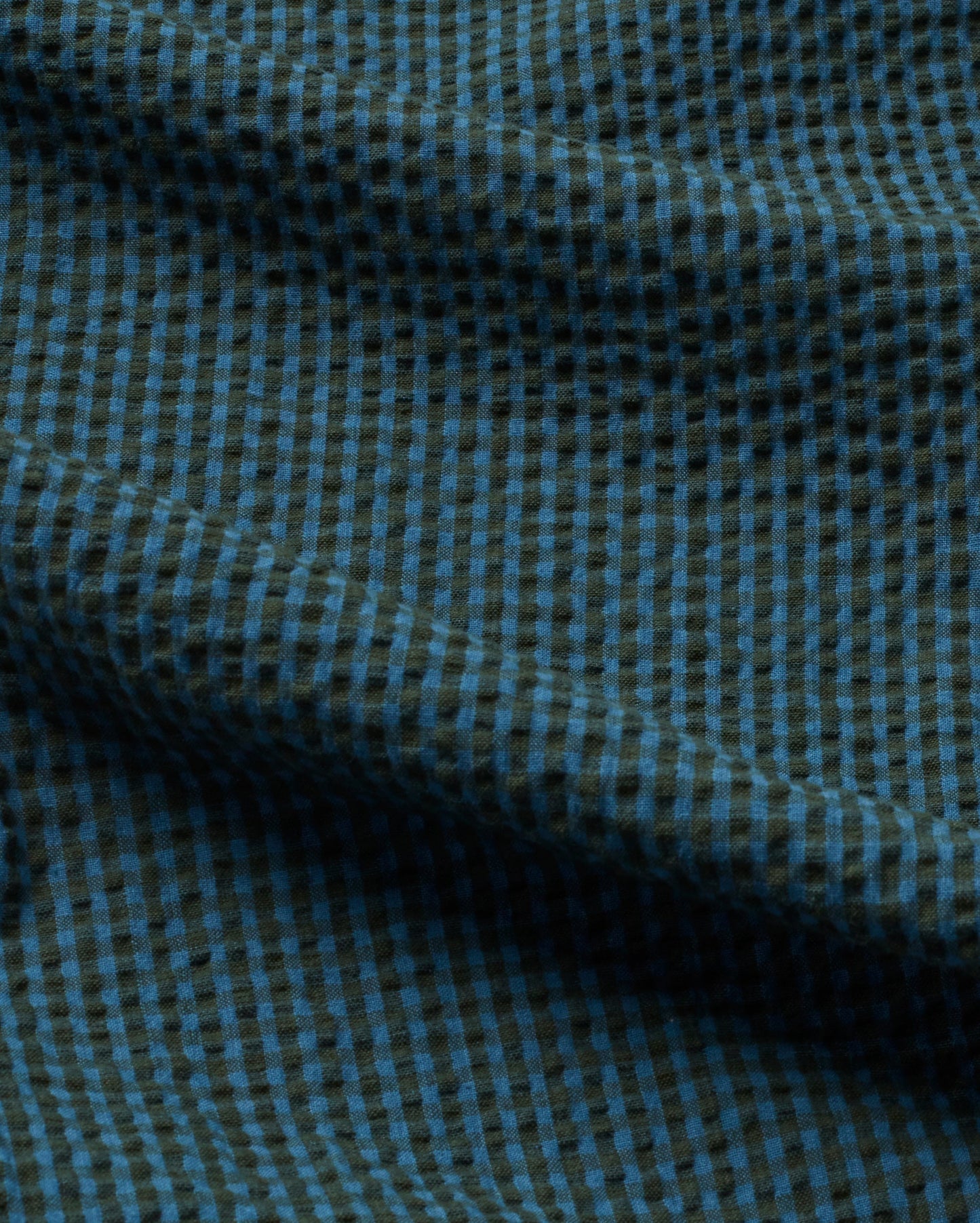 Pantalon droit en coton bio | Vert "bottle green checks seersucker travel pants"