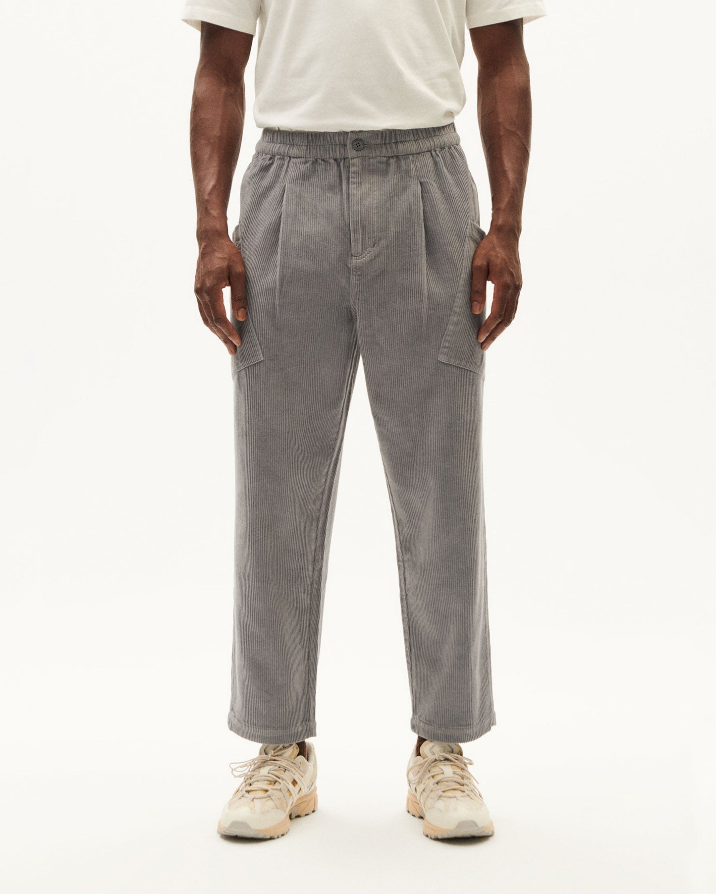 Pantalon ample en coton bio | gris "river corduroy max pants - grey"
